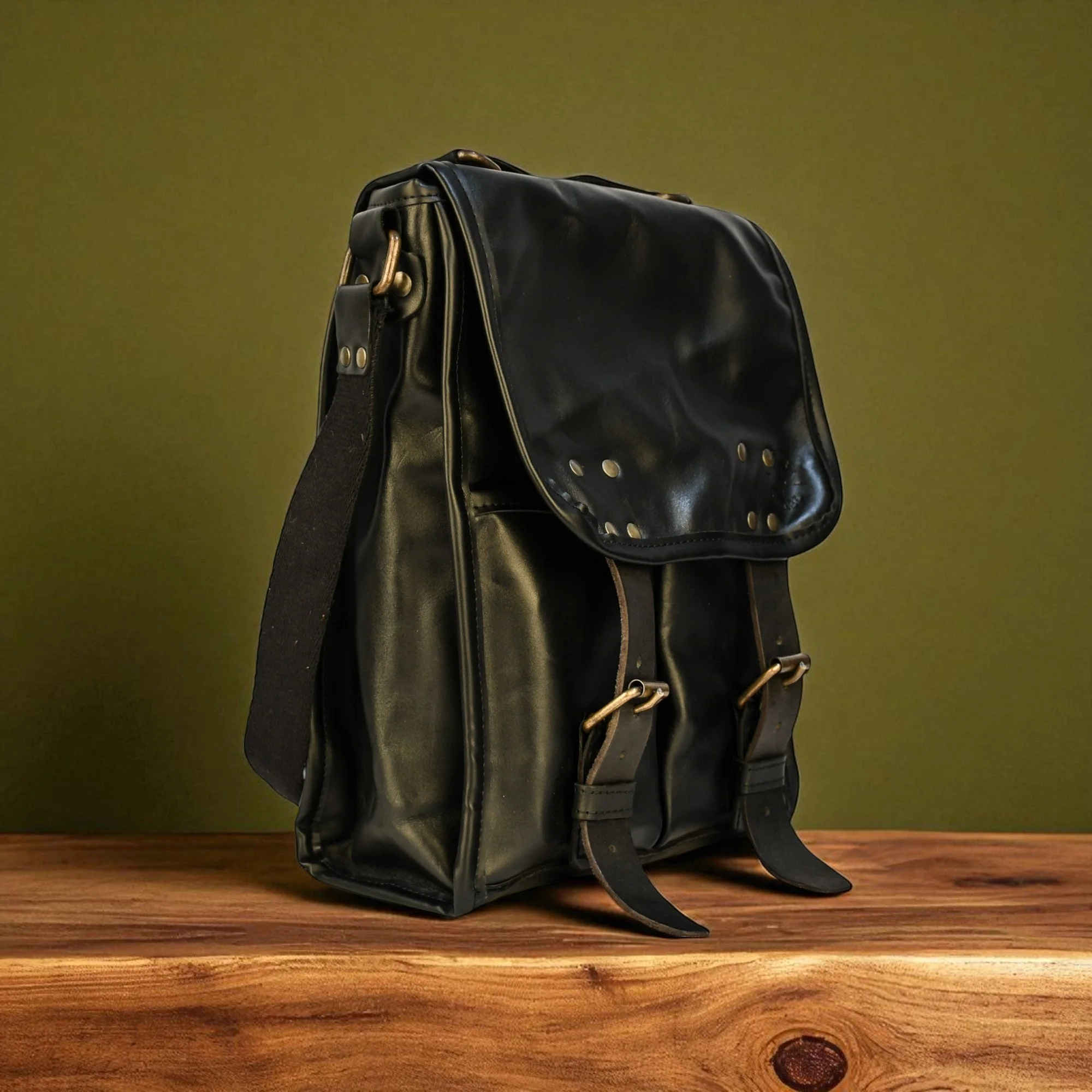 Bovine Leather Medium Satchel Bag - Black - Image 3