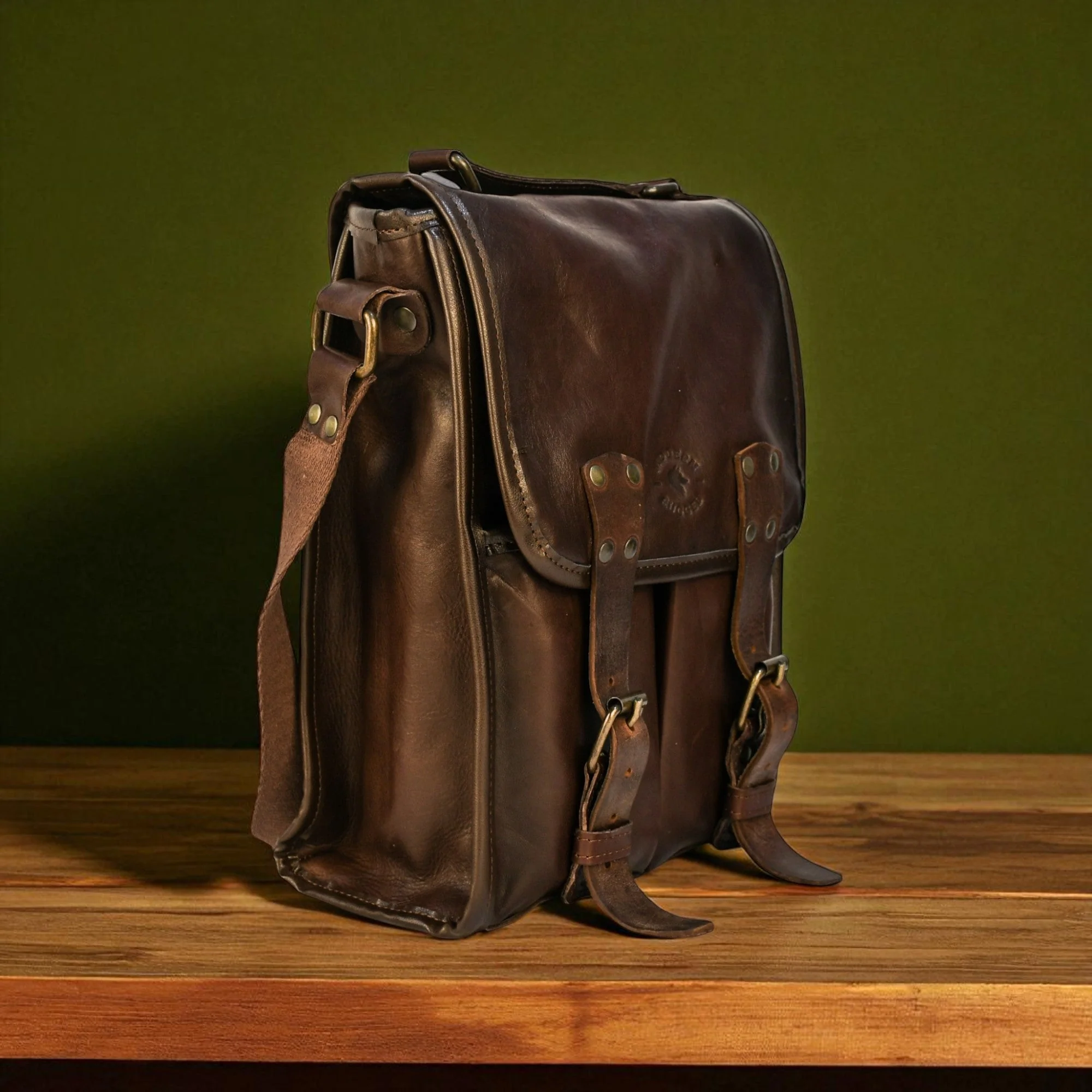 Bovine Leather Medium Satchel Bag - Brown - Image 2