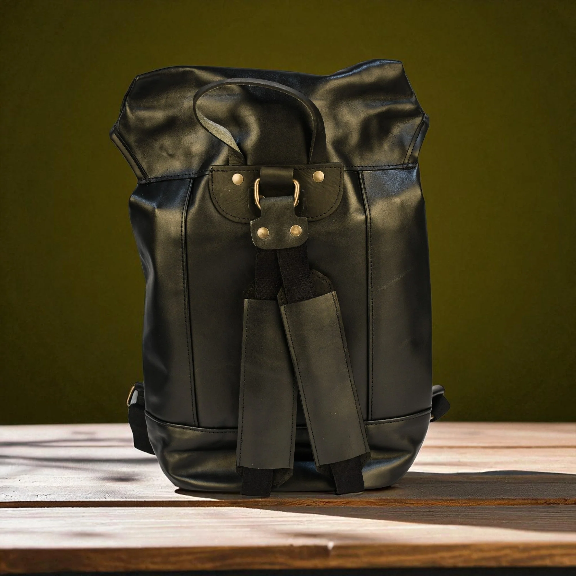 Bovine Leather Single Strap Backpack - Black - Image 3