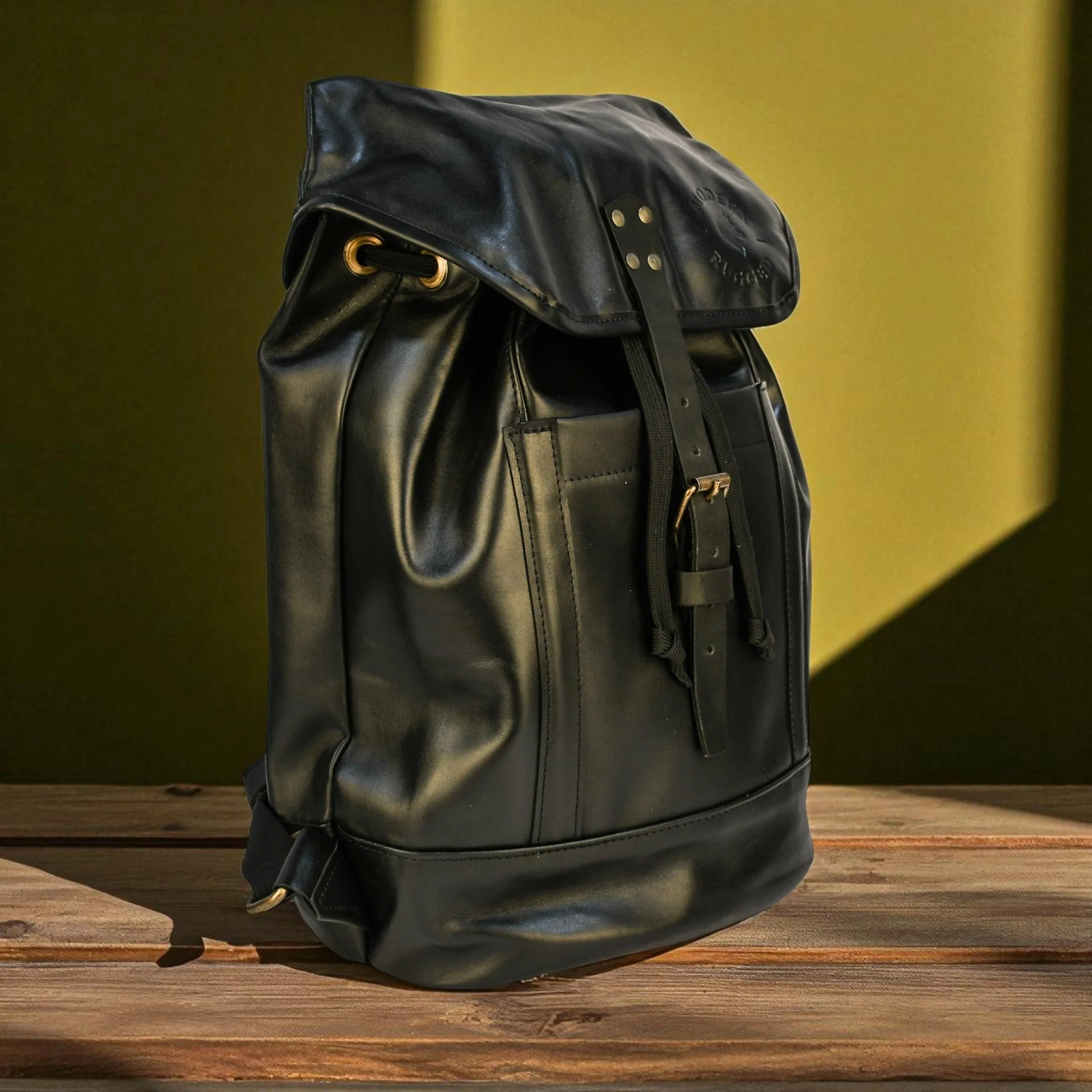 Bovine Leather Single Strap Backpack - Black - Image 4