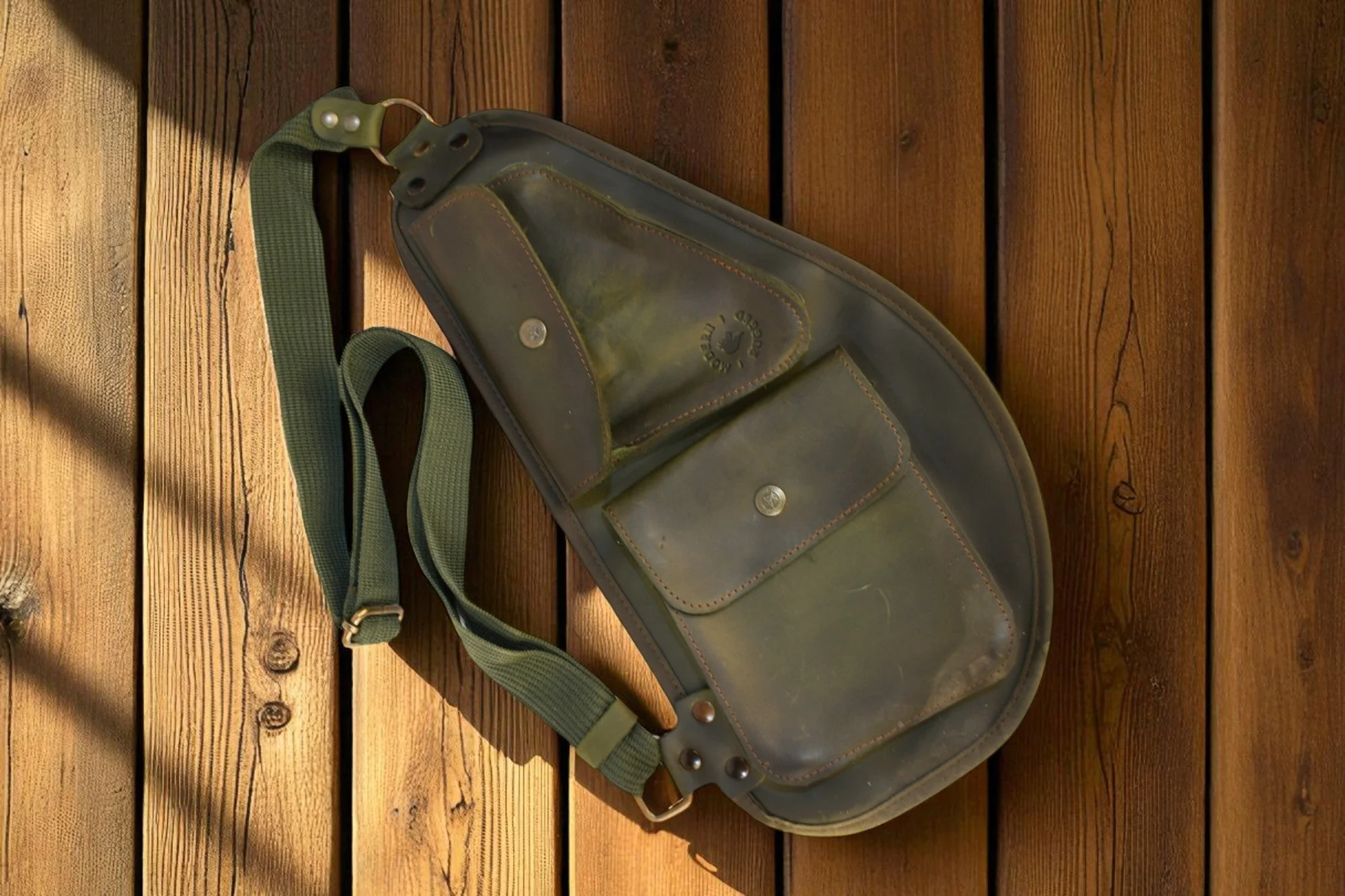 Bovine Leather Slim Sling - Olive - Image 2