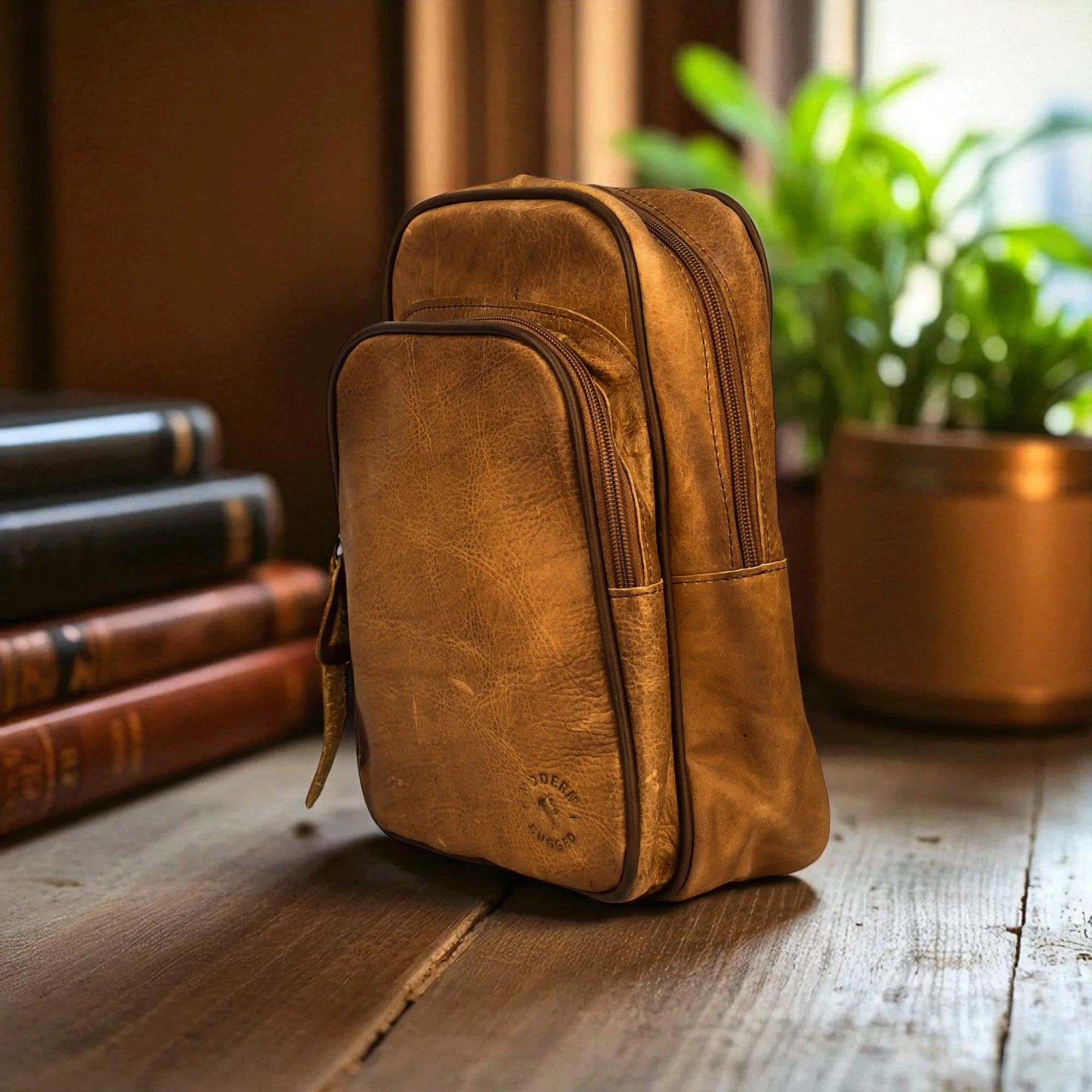 Bovine Leather Sling Bag - Tan - Image 2