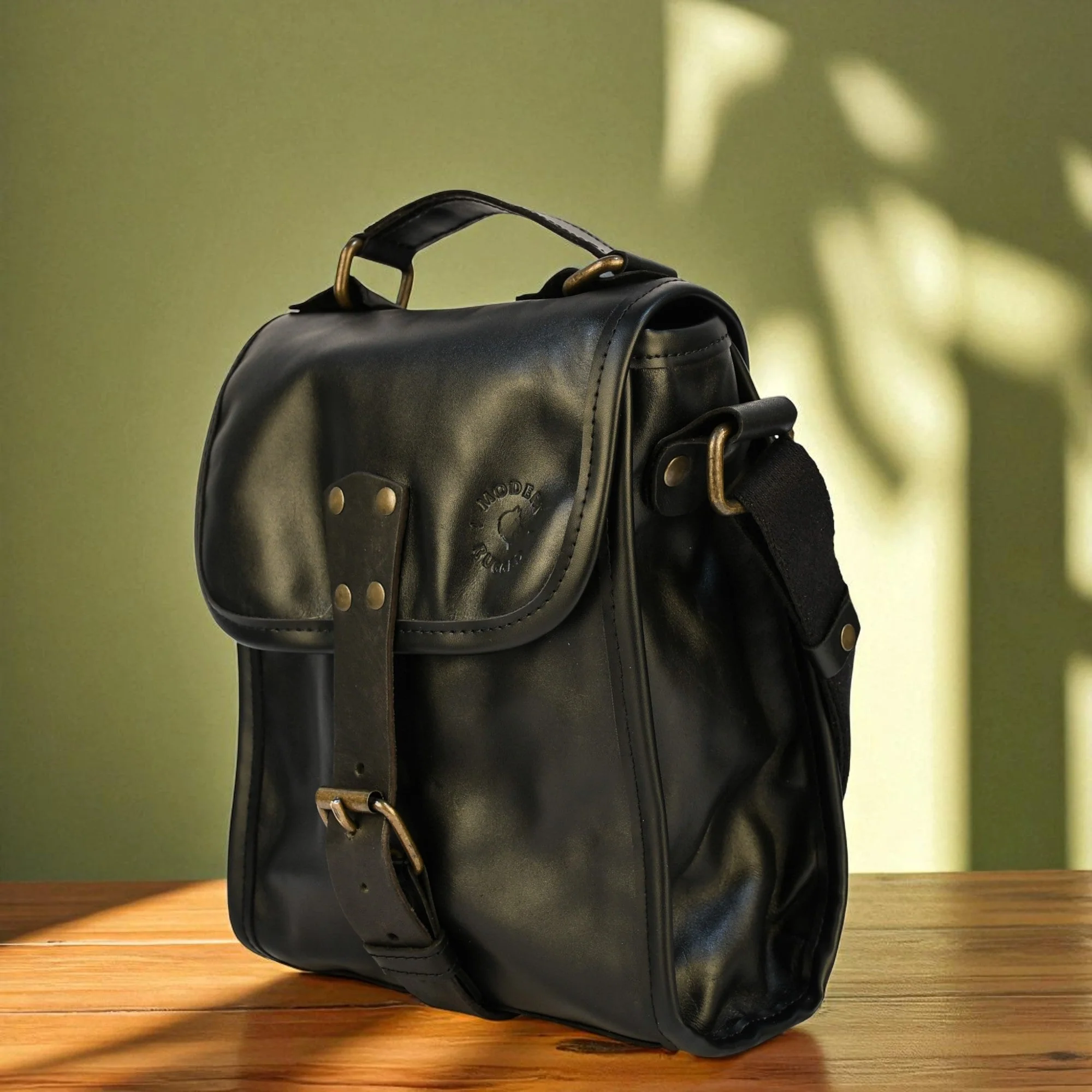 Bovine Leather Small Satchel Bag - Black - Image 2