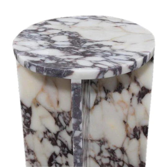 Calacatta Viola Marble End/Side Table, Nightstand Polished (D)14" (H)22" - Image 2