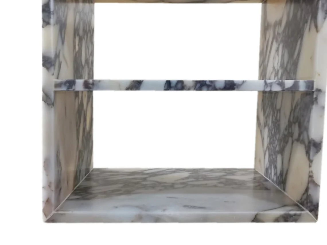 Calacatta Viola Marble End/Side Table, Nightstand Polished (W)14" (L)18" (H)18" - Image 4