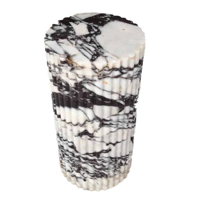 Calacatta Viola Marble Plinth Side Table Fluted Polished (W)10" (L)10" (H)16" - Image 2