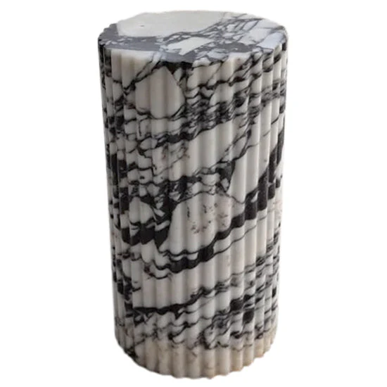 Calacatta Viola Marble Plinth Side Table Fluted Polished (W)10" (L)10" (H)16" - Image 3