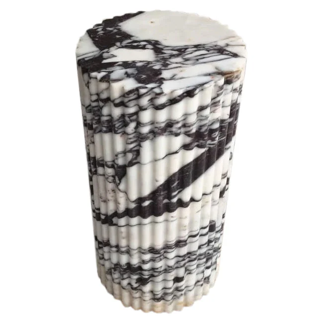 Calacatta Viola Marble Plinth Side Table Fluted Polished (W)10" (L)10" (H)16" - Image 4