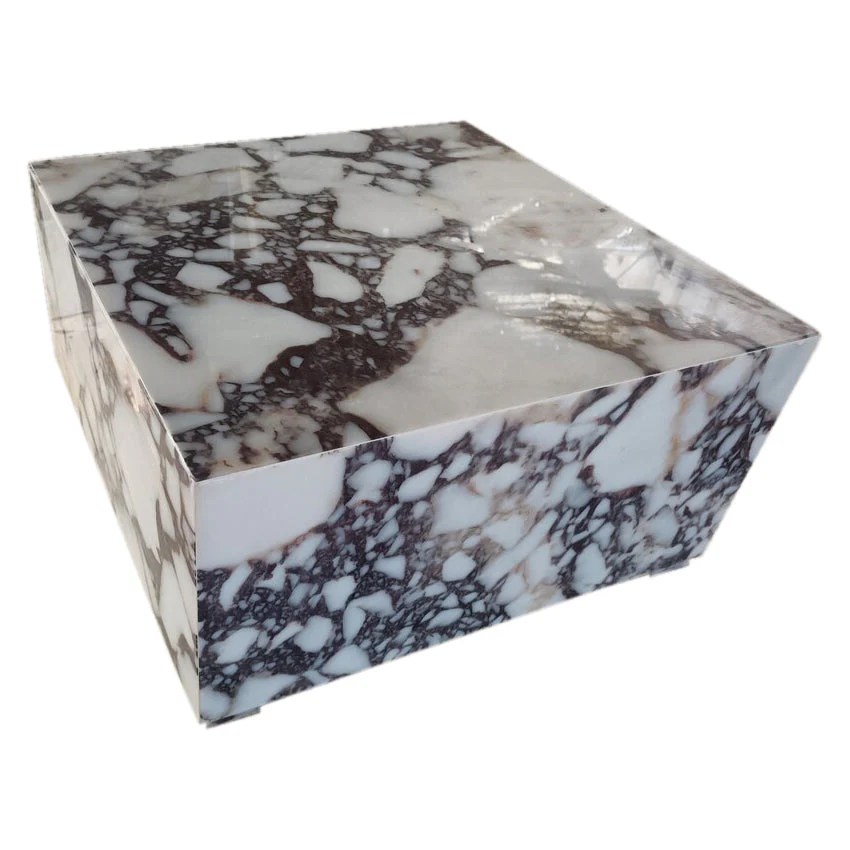 Calacatta Viola Marble Rectangular Prism Block Design Coffee Table (W)24" (L)24" (H)12" - Image 2
