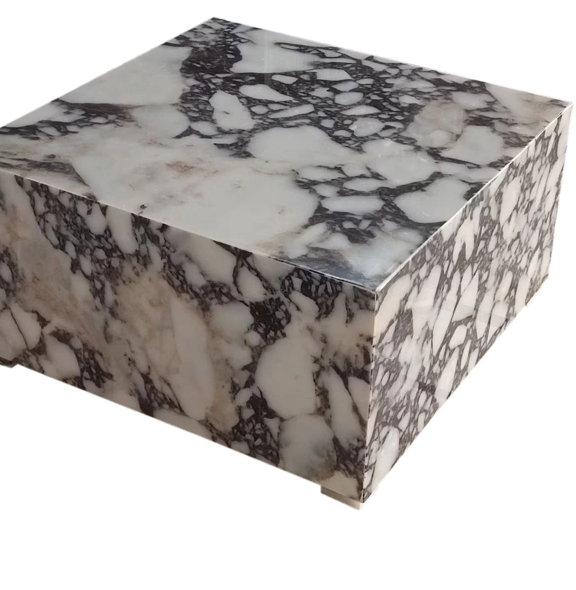 Calacatta Viola Marble Rectangular Prism Block Design Coffee Table (W)24" (L)24" (H)12" - Image 3