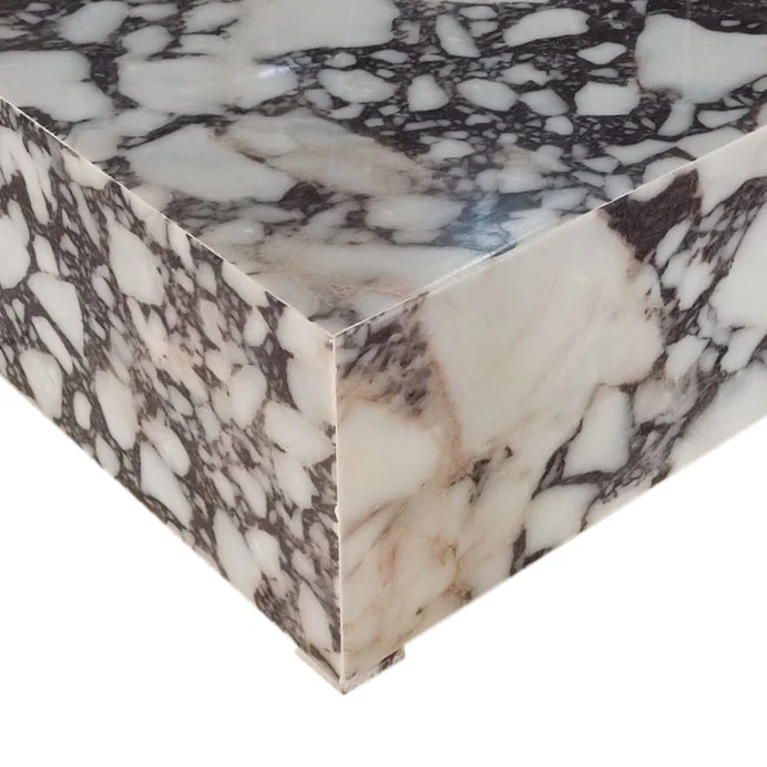 Calacatta Viola Marble Rectangular Prism Block Design Coffee Table (W)24" (L)24" (H)12" - Image 4