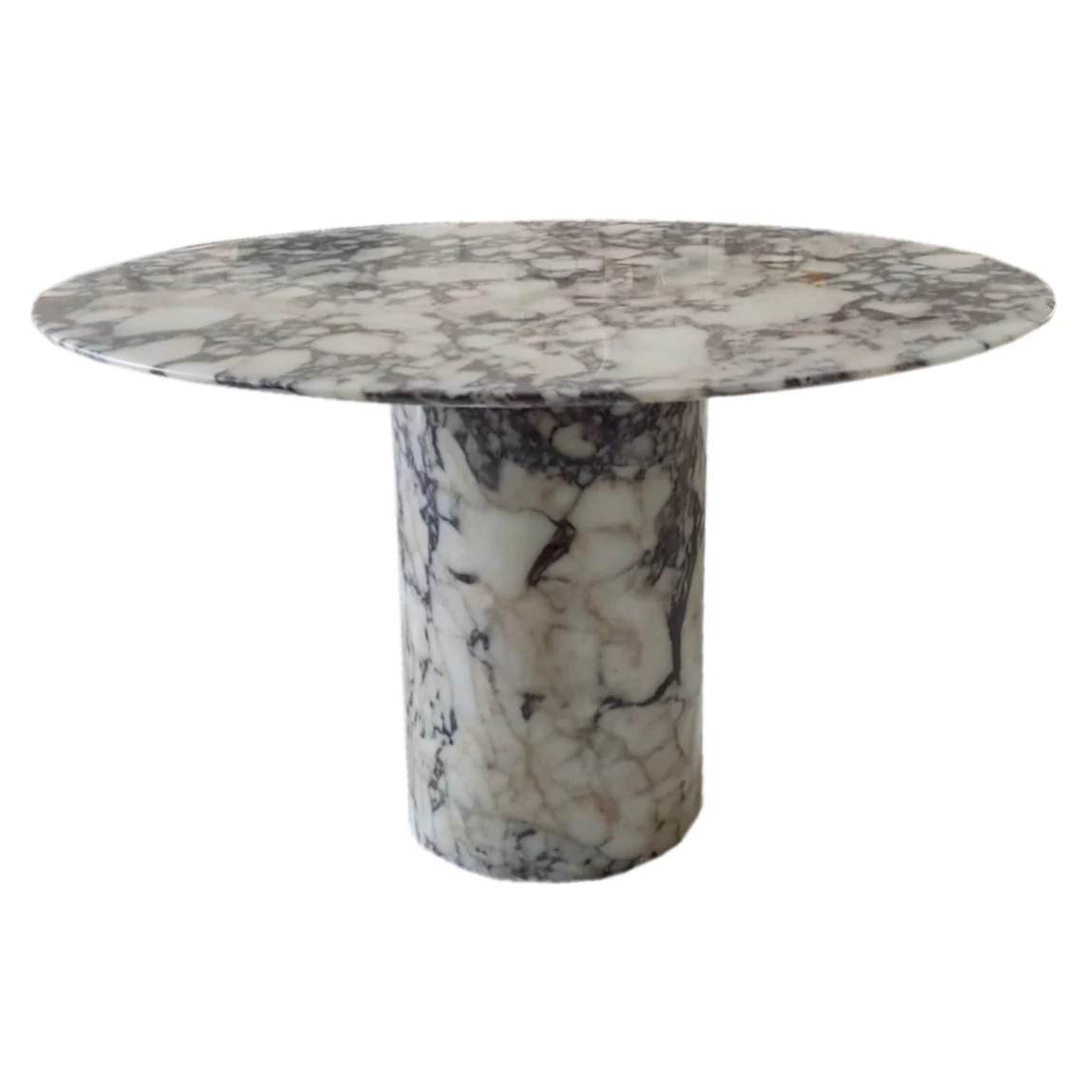 Calacatta Viola Marble Round Dining Table with Round Marble Legs (D)48" (H)30" - Image 3