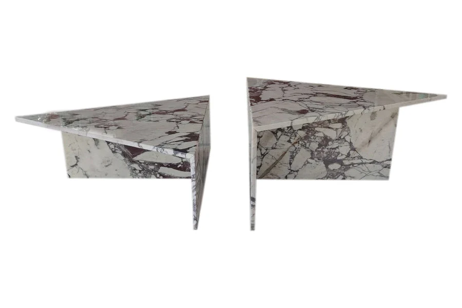 Calacatta Viola Marble Triangular Design Coffee Table Polished Set of 2 - Image 2