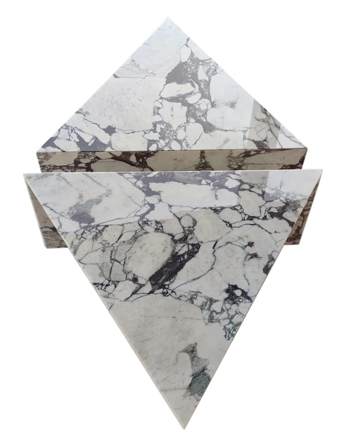 Calacatta Viola Marble Triangular Design Coffee Table Polished Set of 2 - Image 3