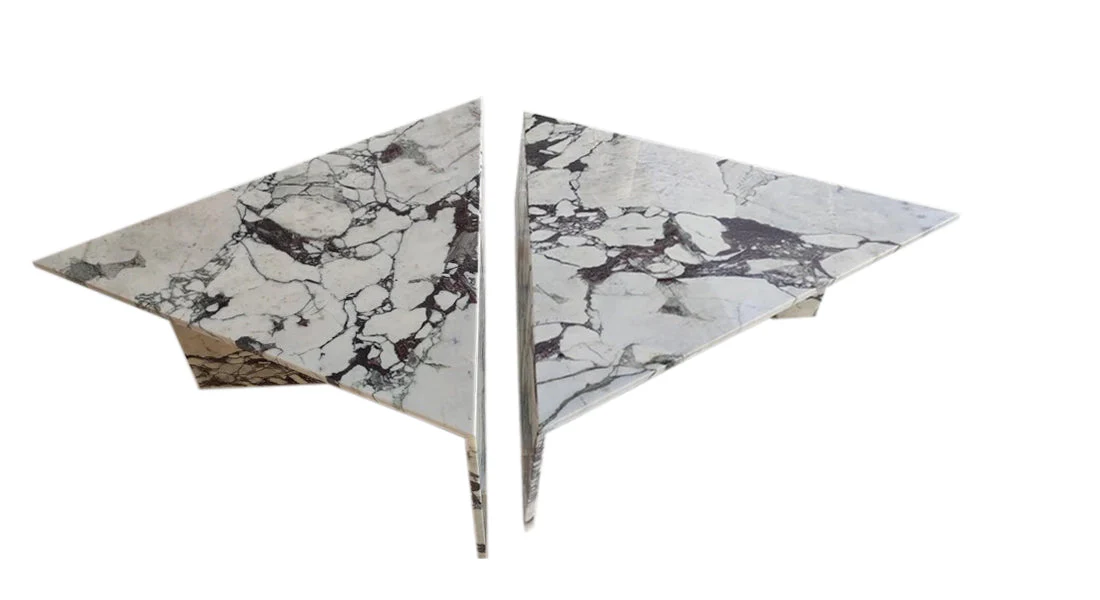 Calacatta Viola Marble Triangular Design Coffee Table Polished Set of 2 - Image 4