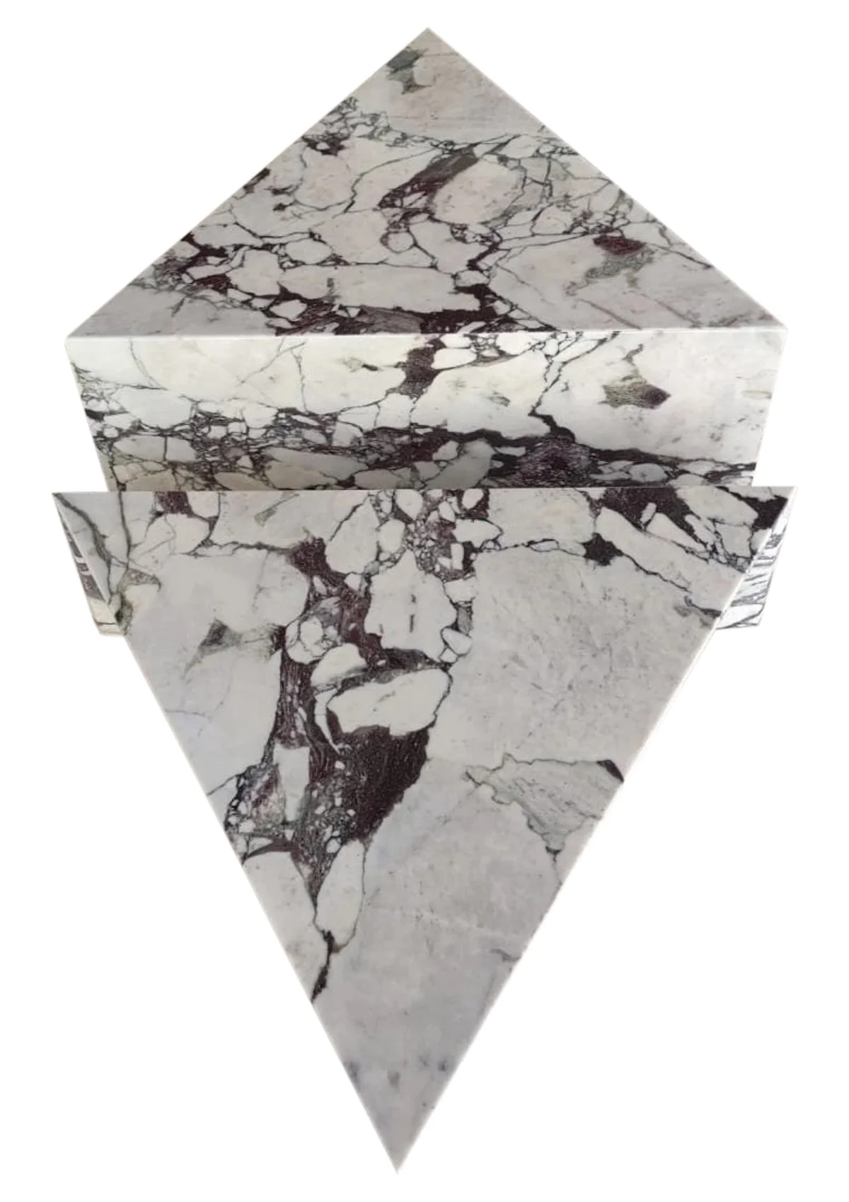 Calacatta Viola Marble Triangular Design Coffee Table Polished Set of 2 - Image 5