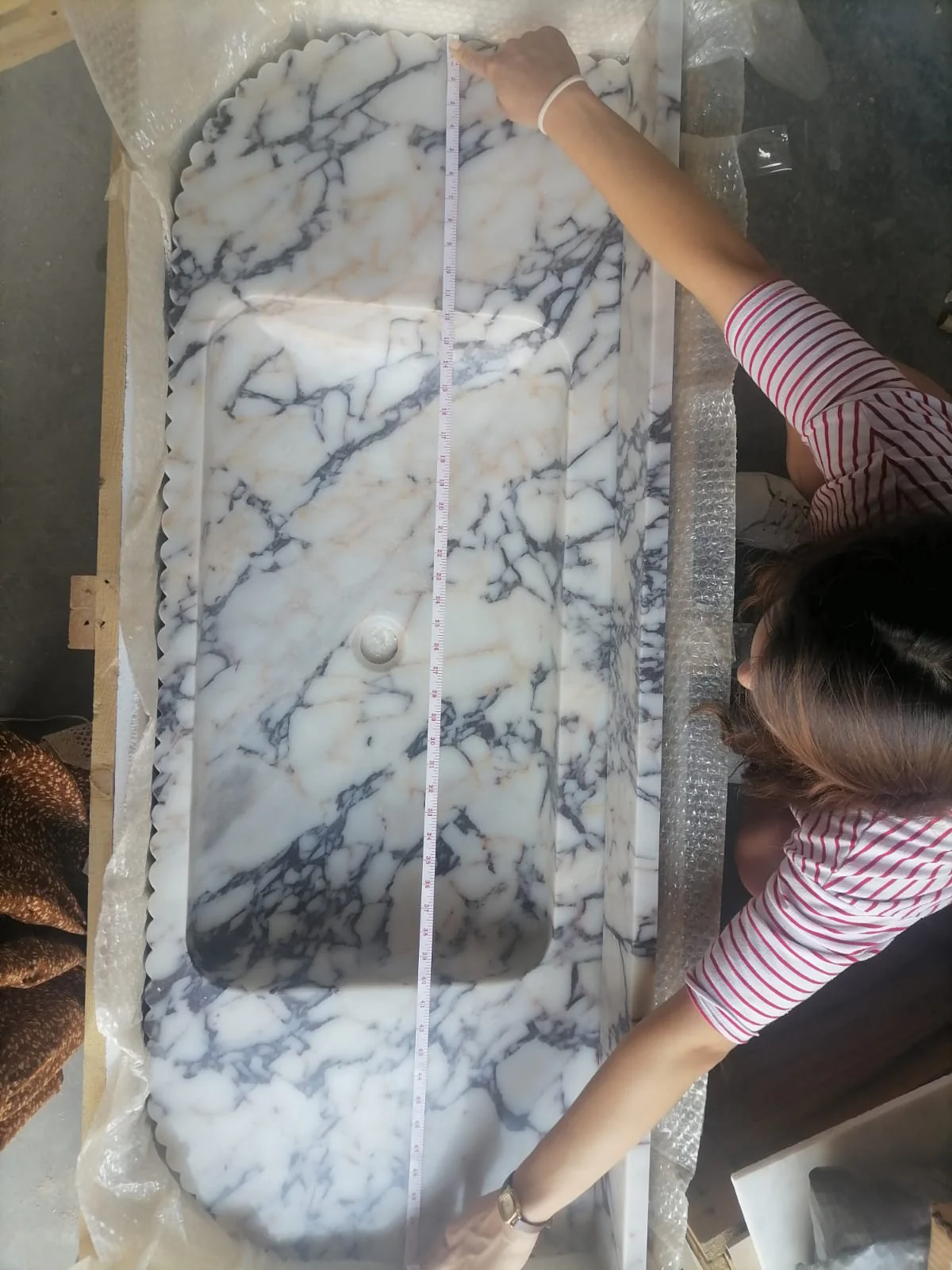 Calacatta Viola Marble Wall-mount Bathroom Vanity carved from Solid Block (W)20" (L)52" - Image 5