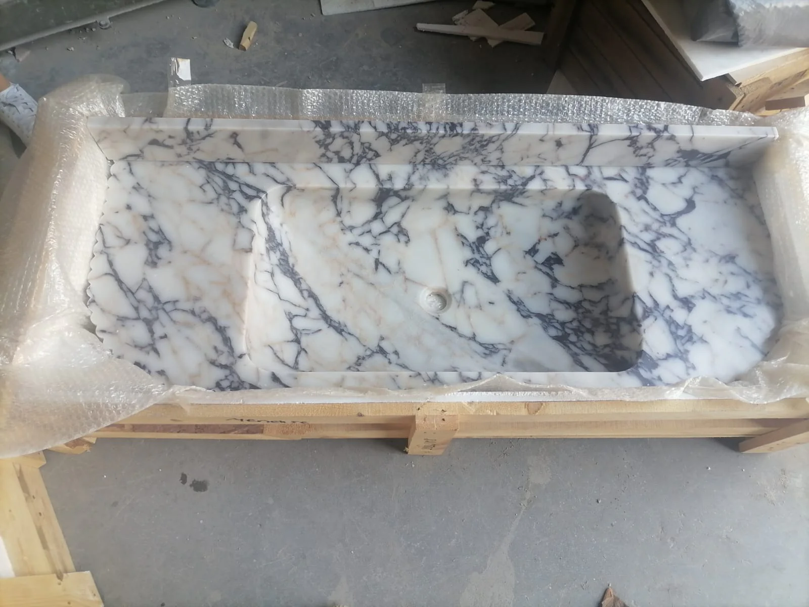 Calacatta Viola Marble Wall-mount Bathroom Vanity carved from Solid Block (W)20" (L)52" - Image 8