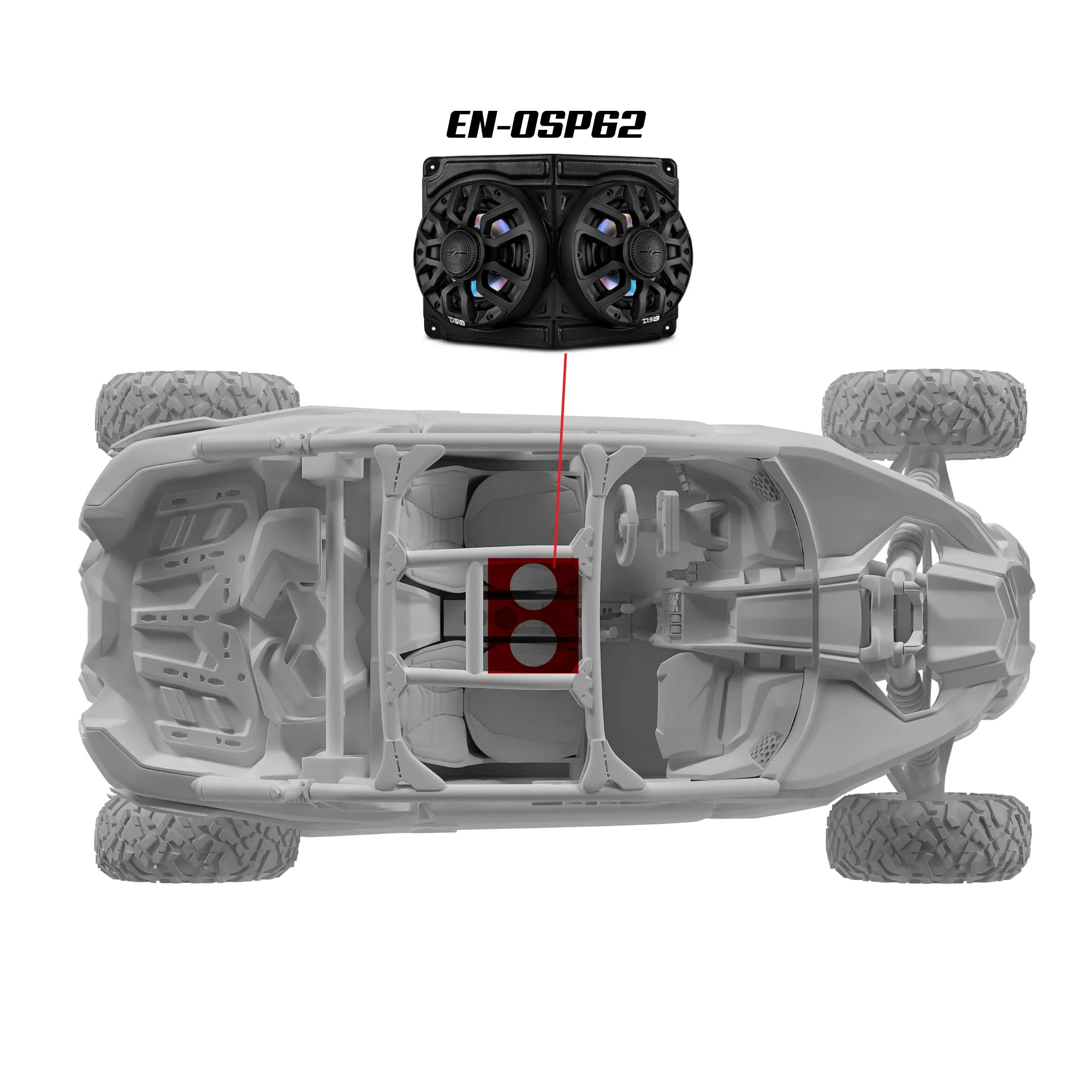 CAN-AM Overhead Enclosure With Amplifier and Installation Kit - Loaded with 2x 6.5" 2-Way Marine Speakers With Digital LED Lights - Image 2