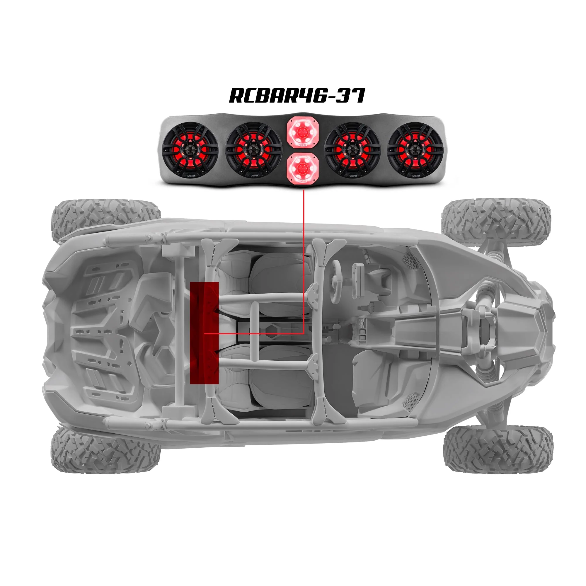 CAN-AM Soundbar With Amplifier and Installation Kit - Loaded with 4x 6.5" Marine Speakers & 2x 4" Super Bullet Tweeters - Image 2
