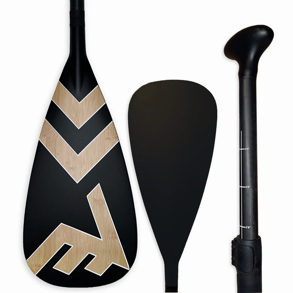 Carbon-Fiberglass Adjustable Paddle with ABS Edge  - Bamboo/Black - Image 3
