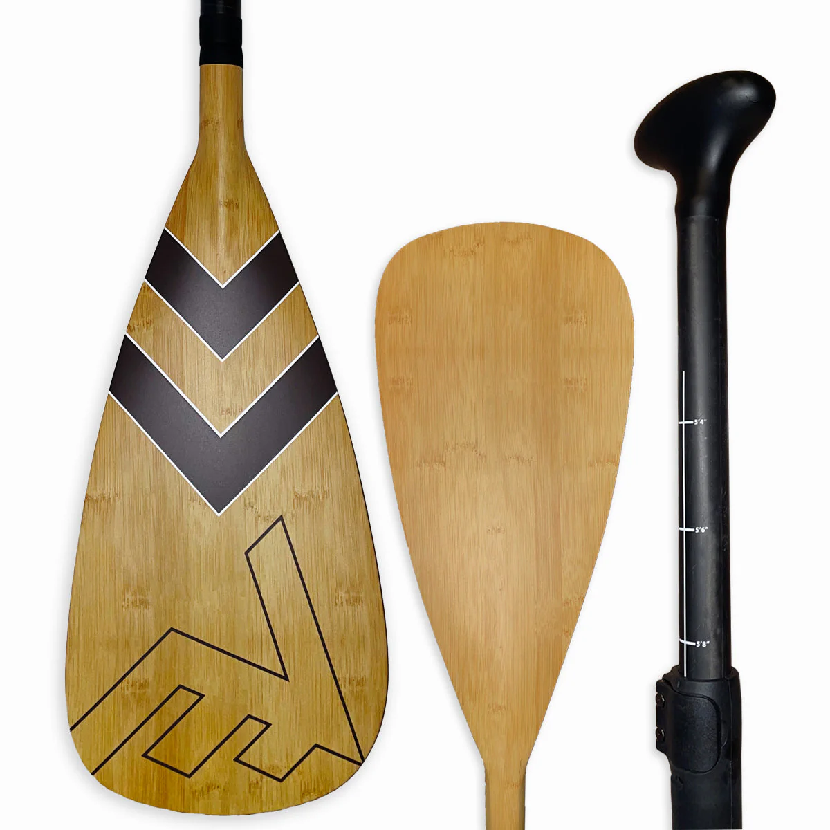 Carbon-Fiberglass Adjustable Paddle with ABS Edge  - Bamboo/Brown - Image 4