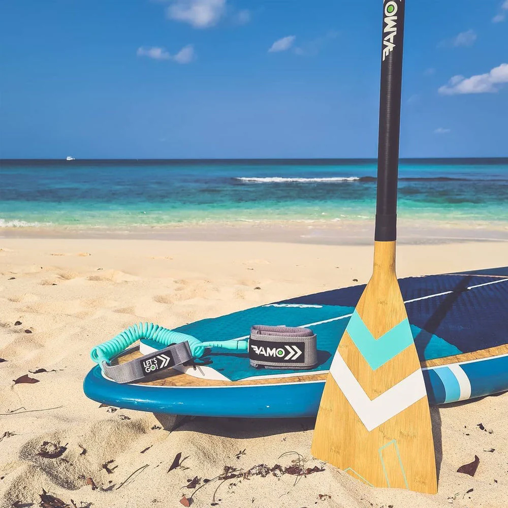 Carbon-Fiberglass Adjustable Paddle with ABS Edge  - Bamboo/Caribbean - Image 2
