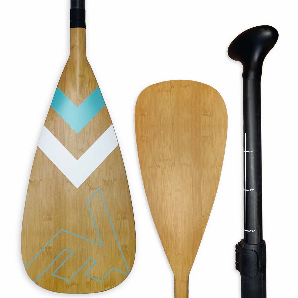 Carbon-Fiberglass Adjustable Paddle with ABS Edge  - Bamboo/Caribbean - Image 4