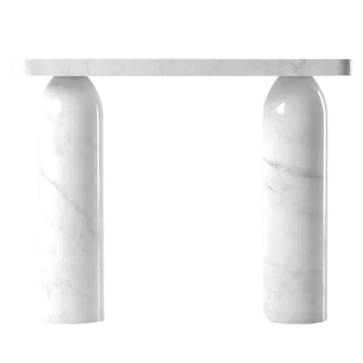 Carrara White Marble Designer Round Legs Console Polished - Image 2