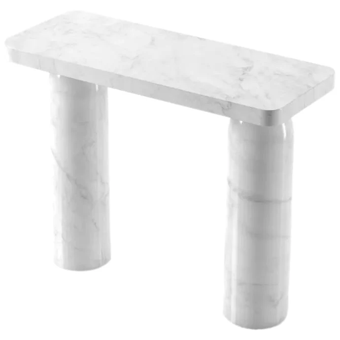 Carrara White Marble Designer Round Legs Console Polished - Image 3
