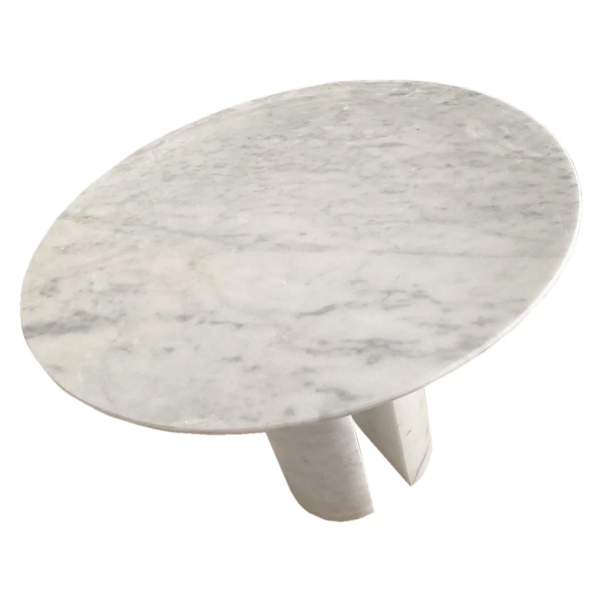 Carrara White Marble Round Dining Table with Round Marble Legs (D)48" (H)36" - Image 4