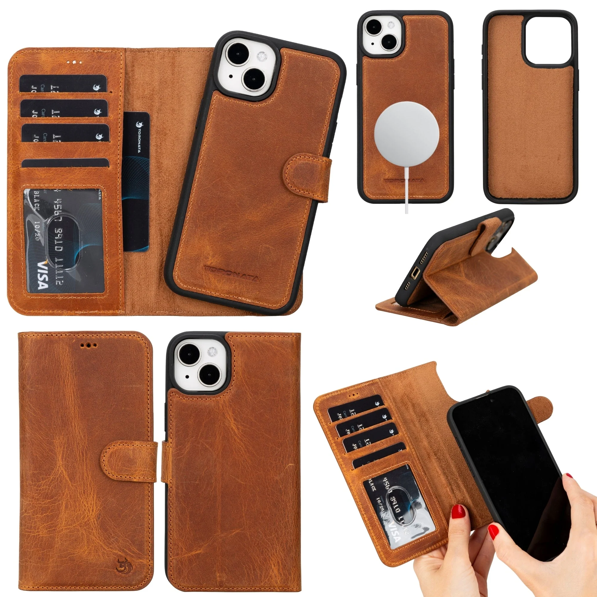 Casper Leather iPhone 15 Plus Wallet Case | Detachable MagSafe Compatible RFID Protection - Image 28