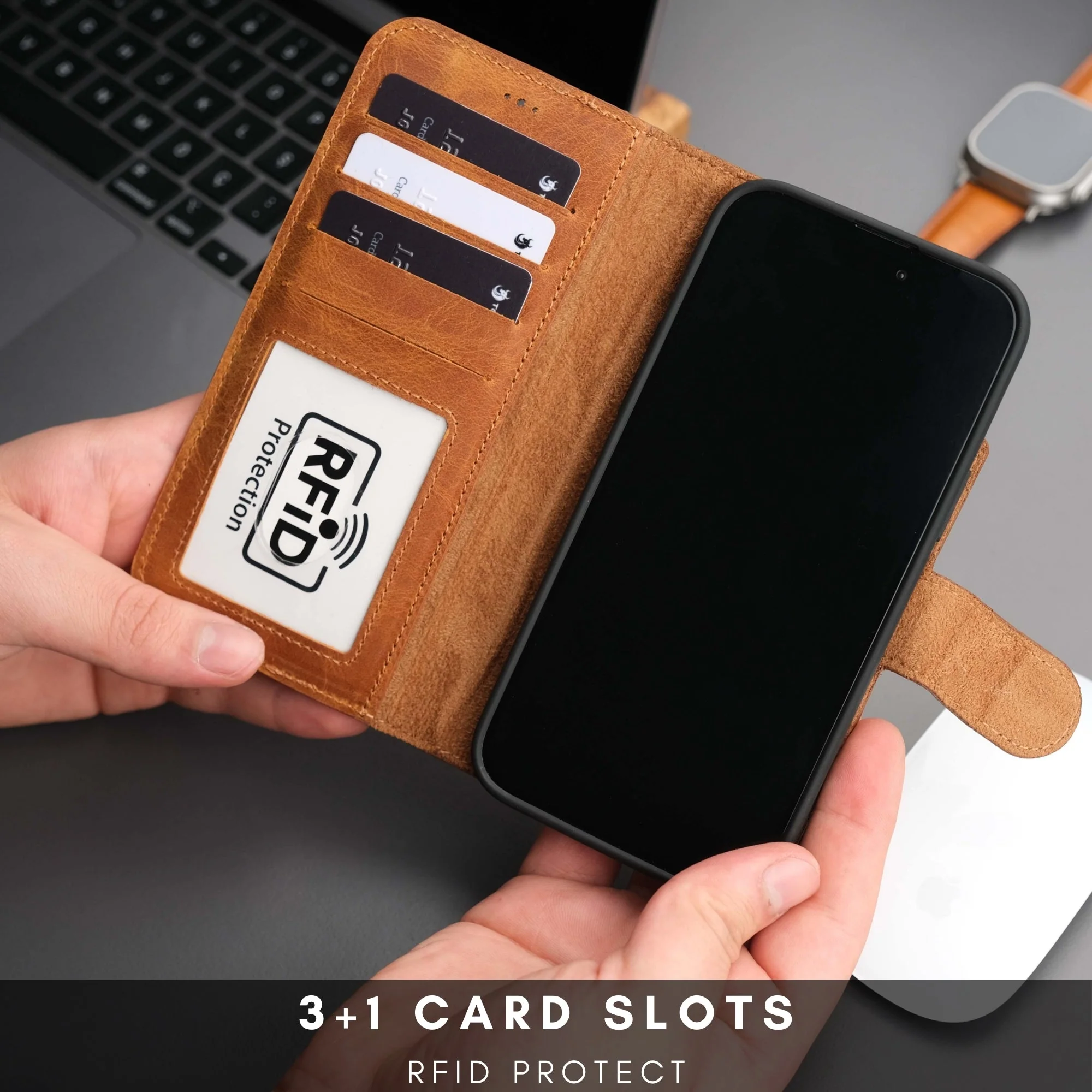 Casper Leather iPhone 15 Plus Wallet Case | Detachable MagSafe Compatible RFID Protection - Image 31