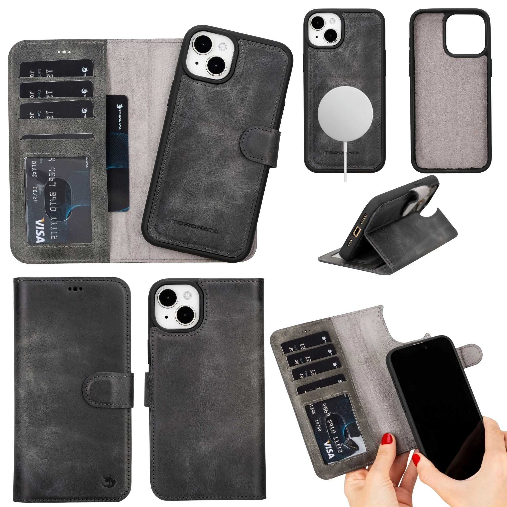 Casper Leather iPhone 15 Plus Wallet Case | Detachable MagSafe Compatible RFID Protection - Image 37