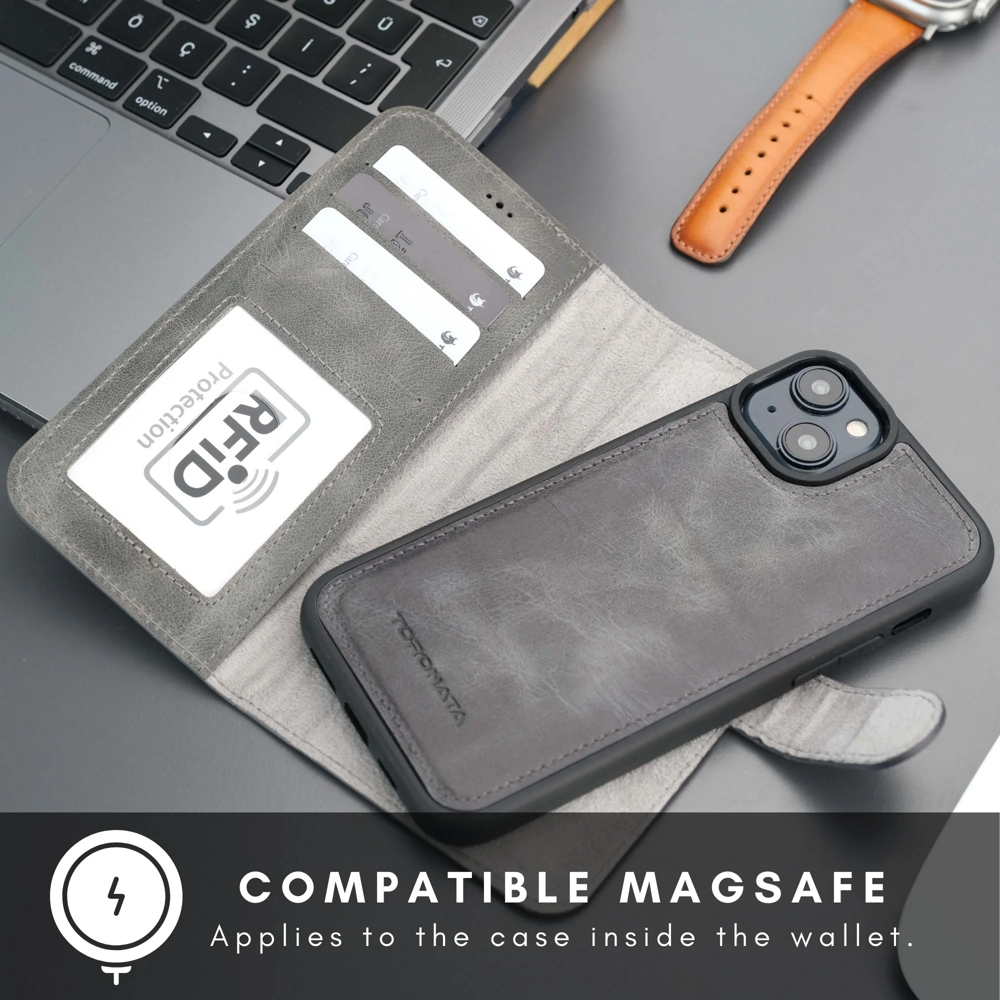 Casper Leather iPhone 15 Plus Wallet Case | Detachable MagSafe Compatible RFID Protection - Image 42