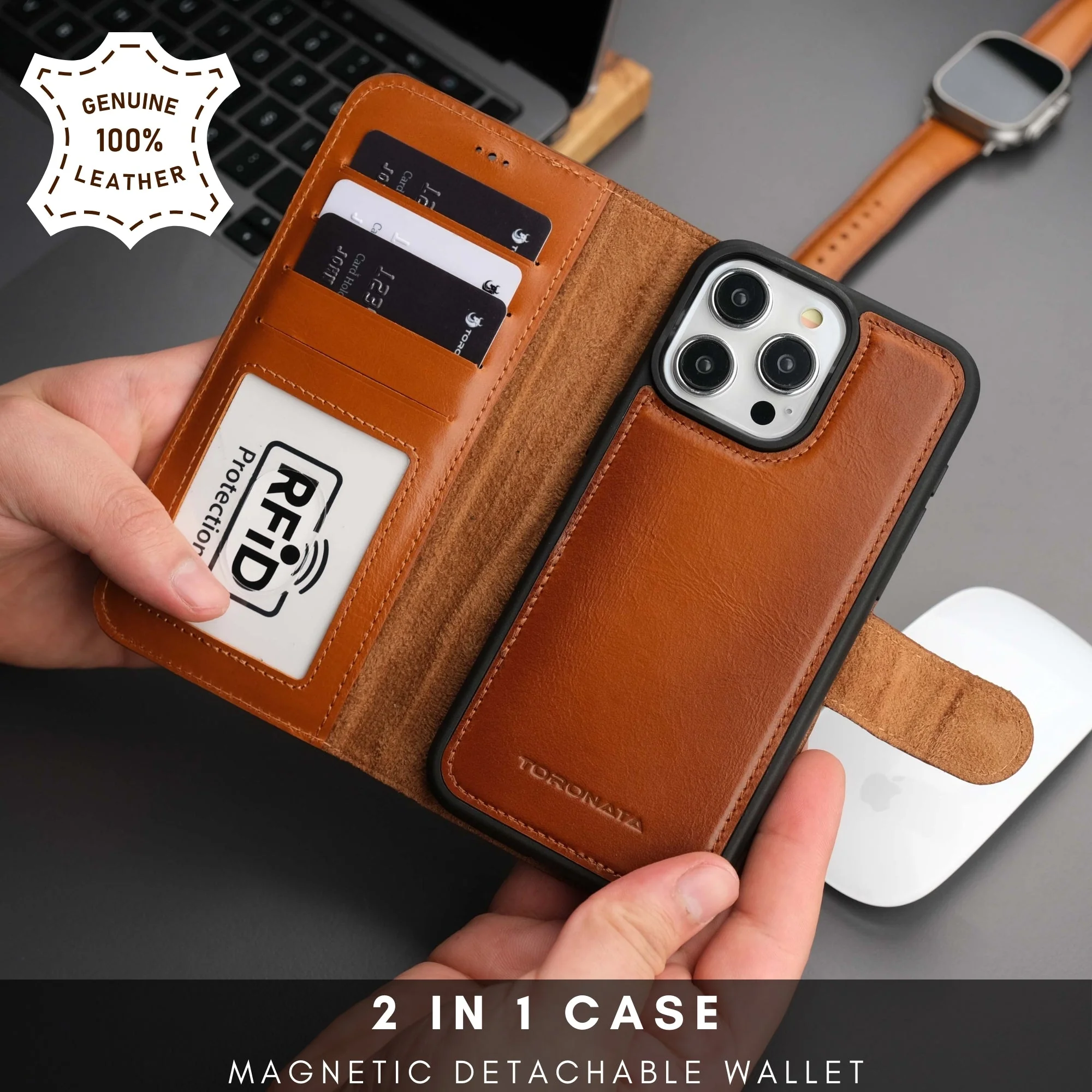 Casper Leather iPhone 15 Pro Max Wallet Case | Detachable MagSafe Compatible RFID Protection - Image 11