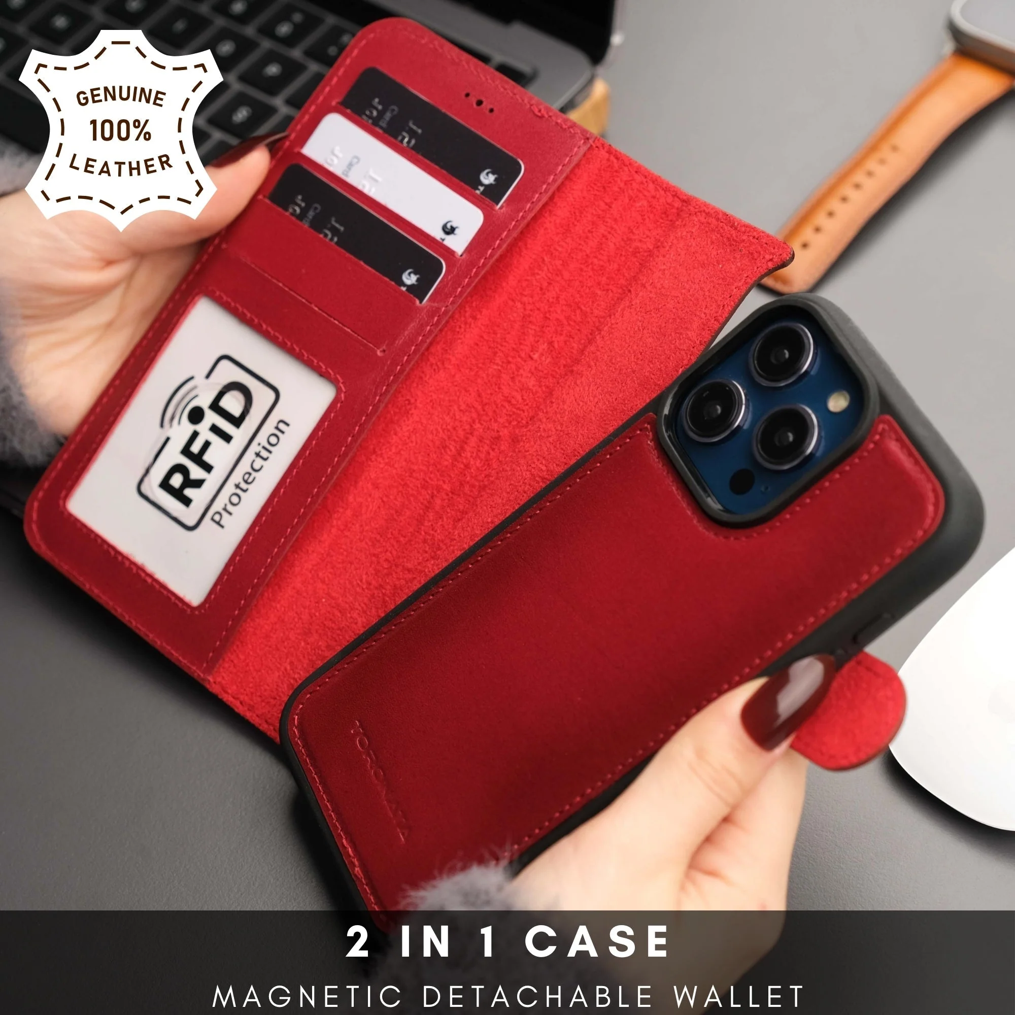Casper Leather iPhone 15 Pro Wallet Case | Detachable MagSafe Compatible RFID Protection - Image 20
