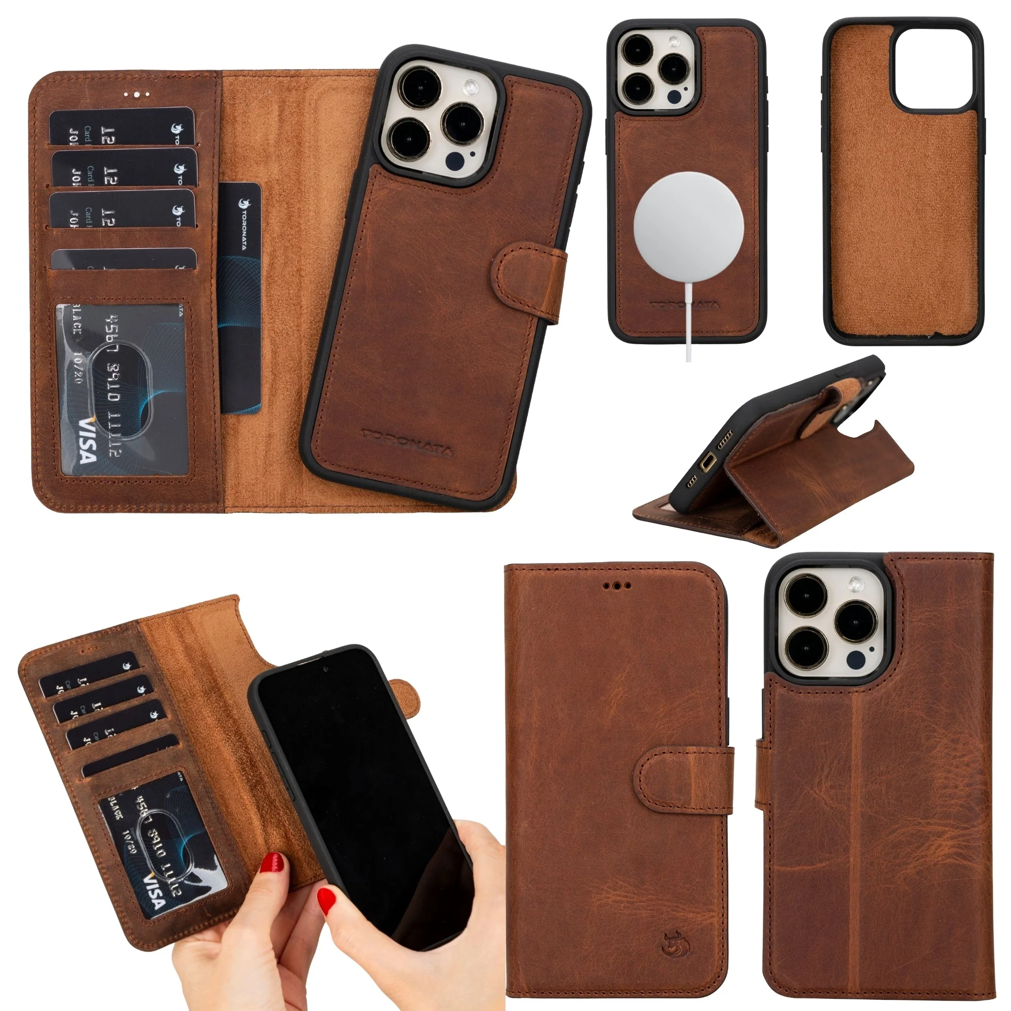 Casper Leather iPhone 15 Pro Wallet Case | Detachable MagSafe Compatible RFID Protection - Image 37