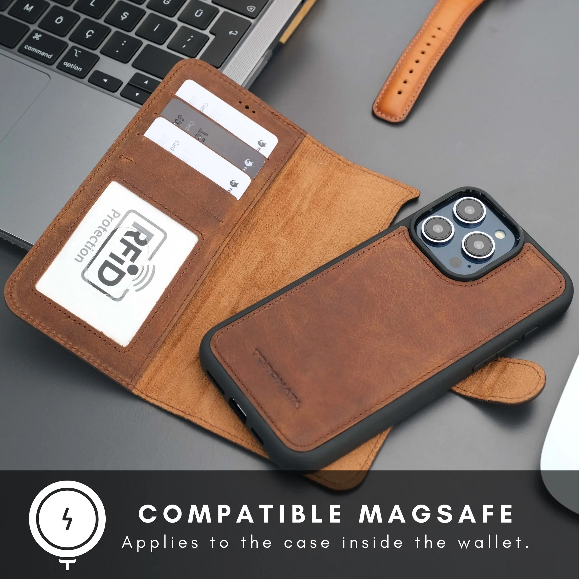 Casper Leather iPhone 15 Pro Wallet Case | Detachable MagSafe Compatible RFID Protection - Image 41