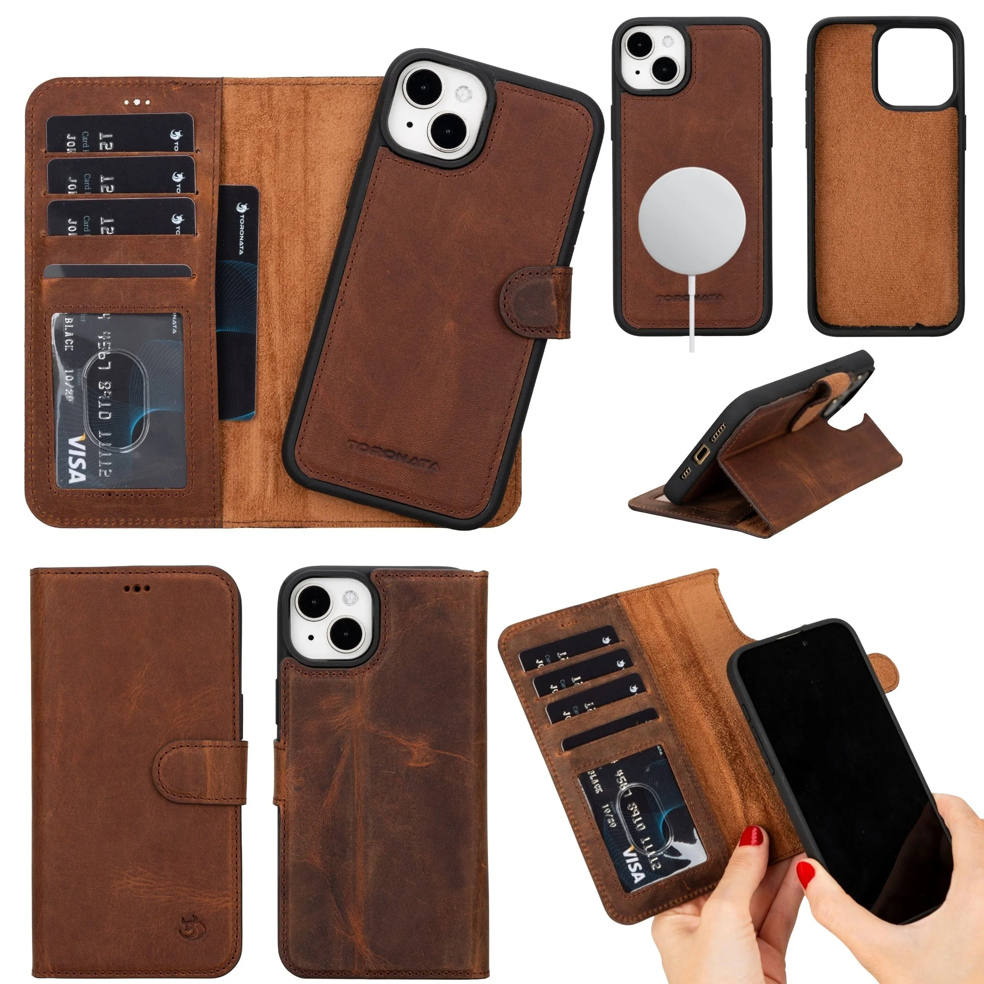 Casper Leather iPhone 15 Wallet Case | Detachable MagSafe Compatible RFID Protection - Image 10