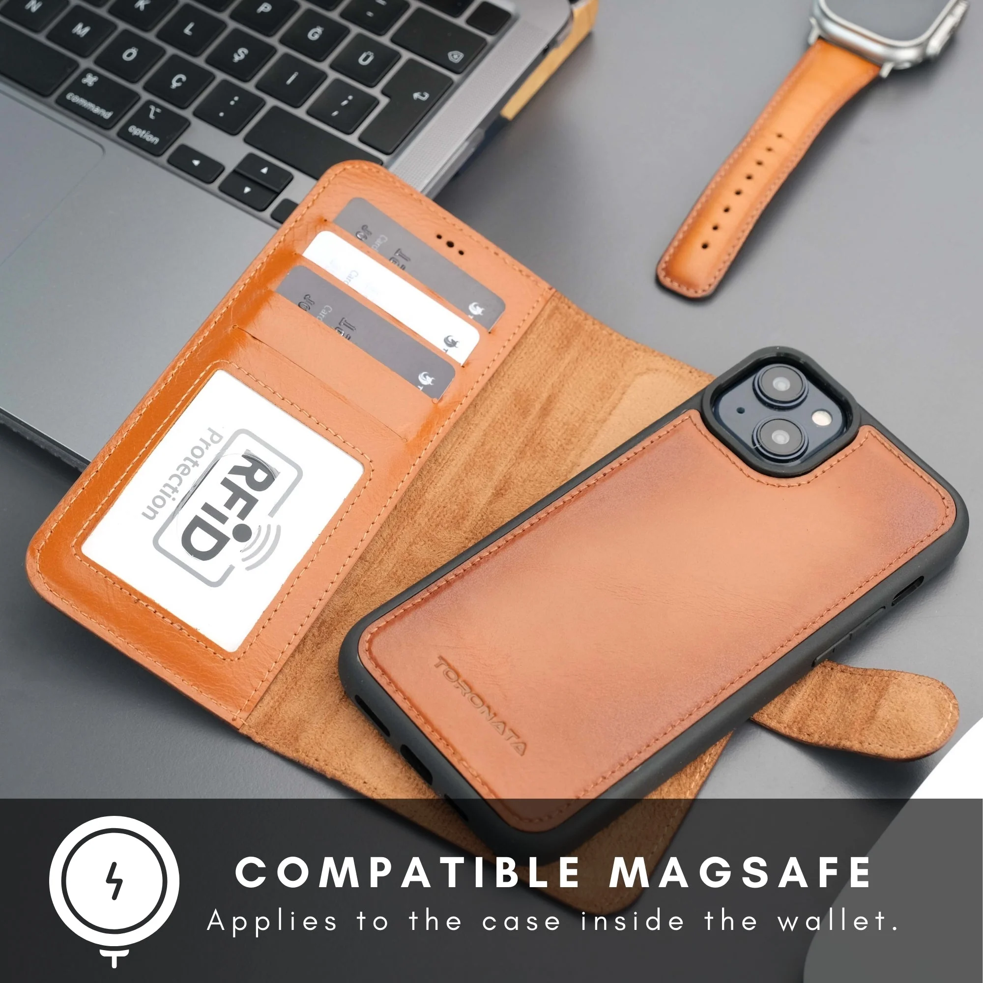 Casper Leather iPhone 15 Wallet Case | Detachable MagSafe Compatible RFID Protection - Image 23