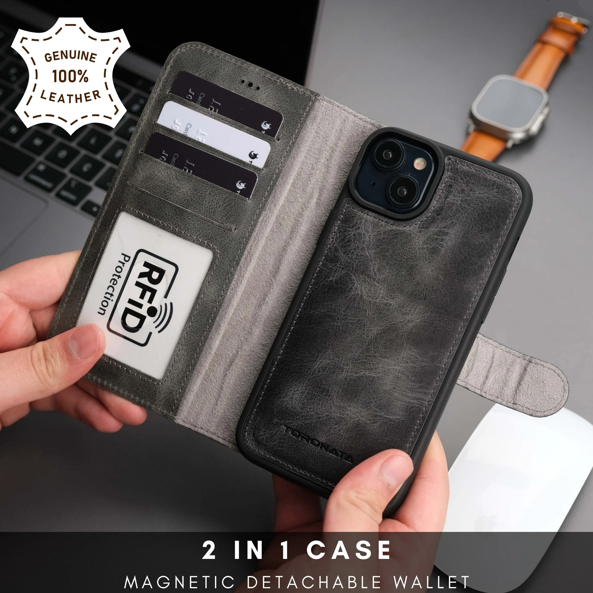 Casper Leather iPhone 15 Wallet Case | Detachable MagSafe Compatible RFID Protection - Image 47