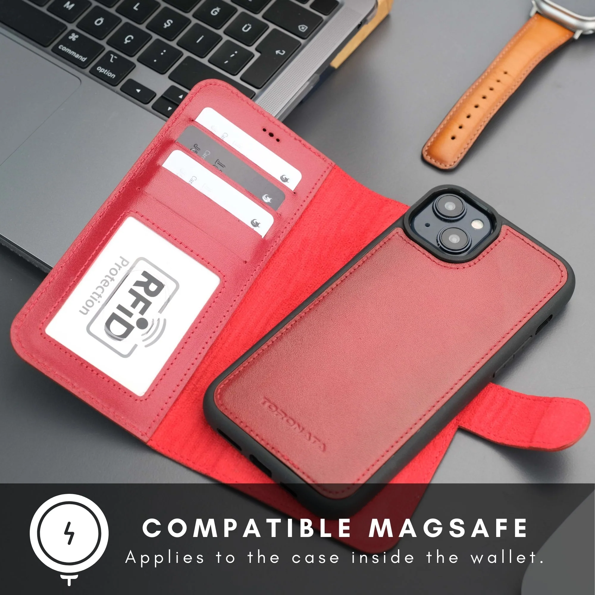Casper Leather iPhone 15 Wallet Case | Detachable MagSafe Compatible RFID Protection - Image 5