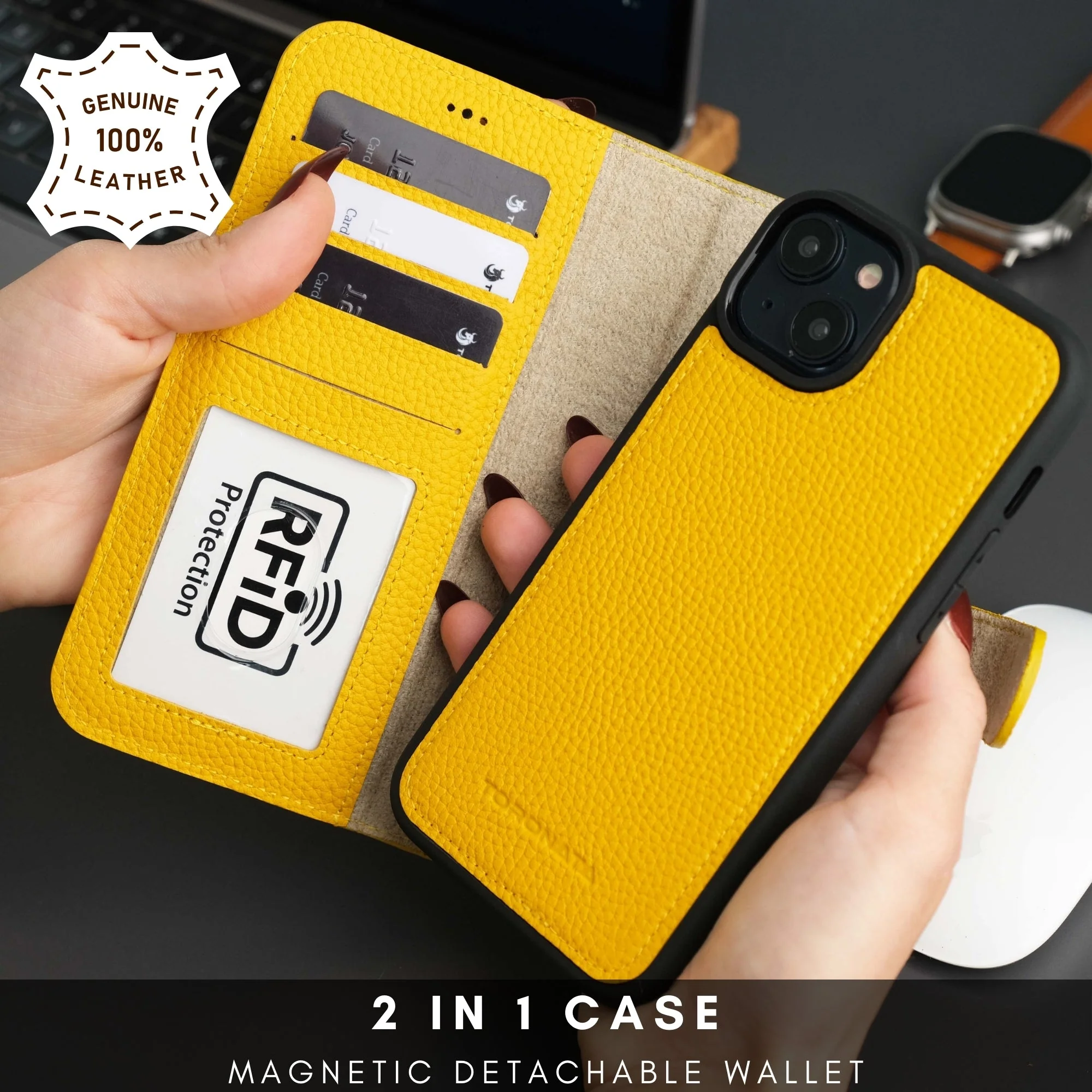 Casper Leather iPhone 15 Wallet Case | Detachable MagSafe Compatible RFID Protection - Image 65