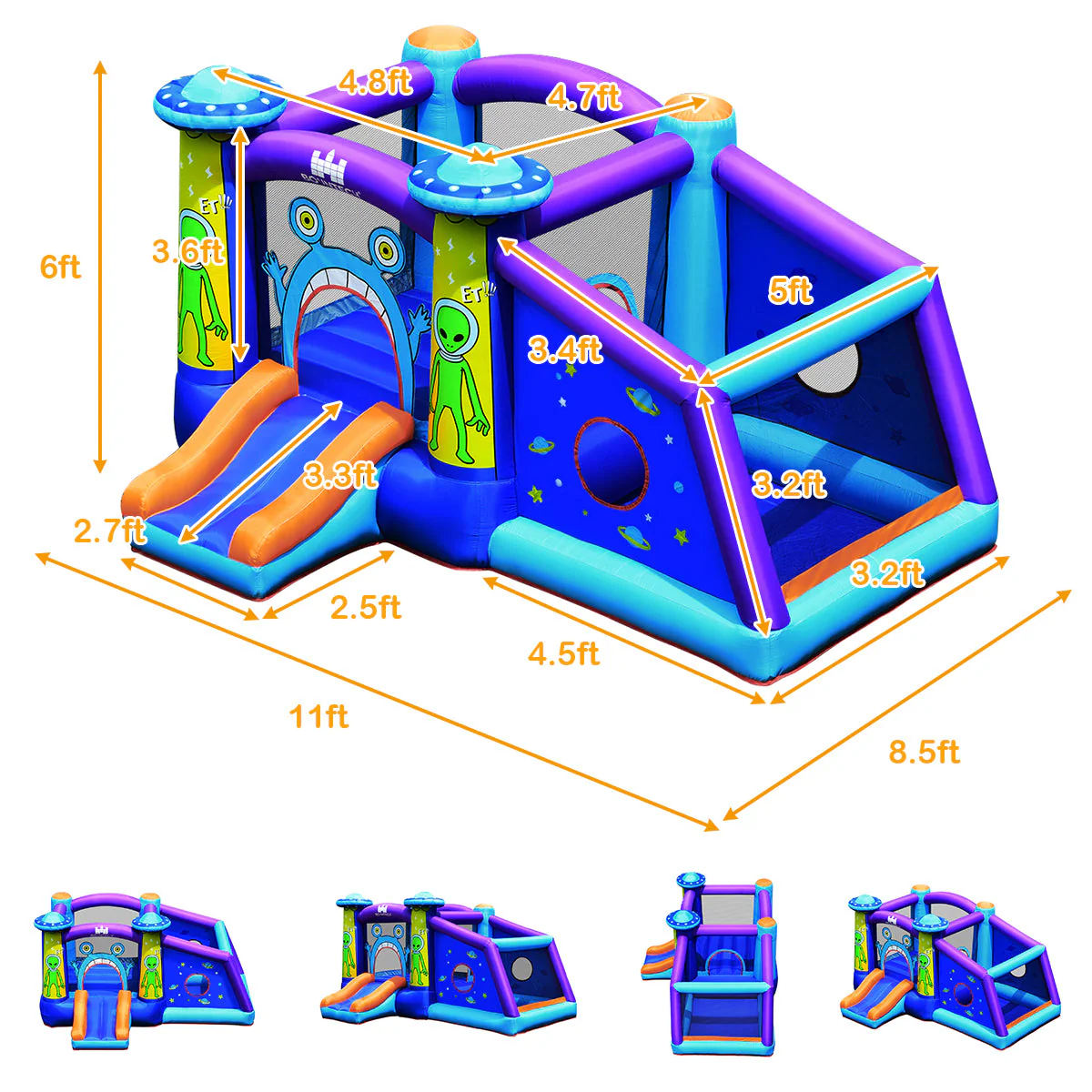 Castle Jumping Bouncer with Water Slide and 550W Blower - Image 5