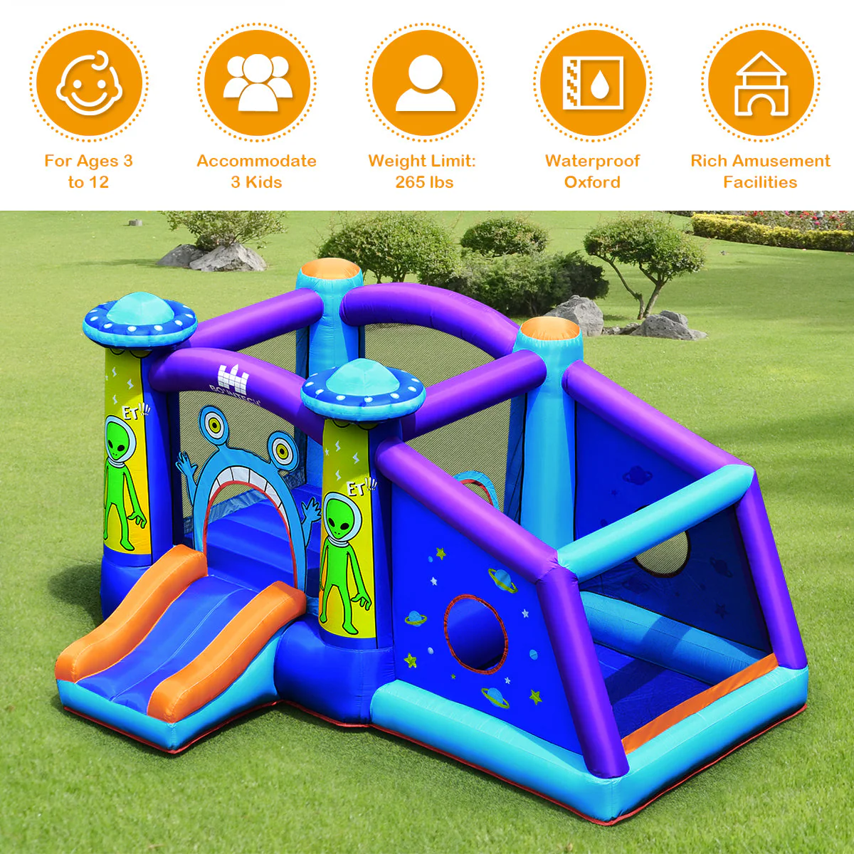 Castle Jumping Bouncer with Water Slide and 550W Blower - Image 6
