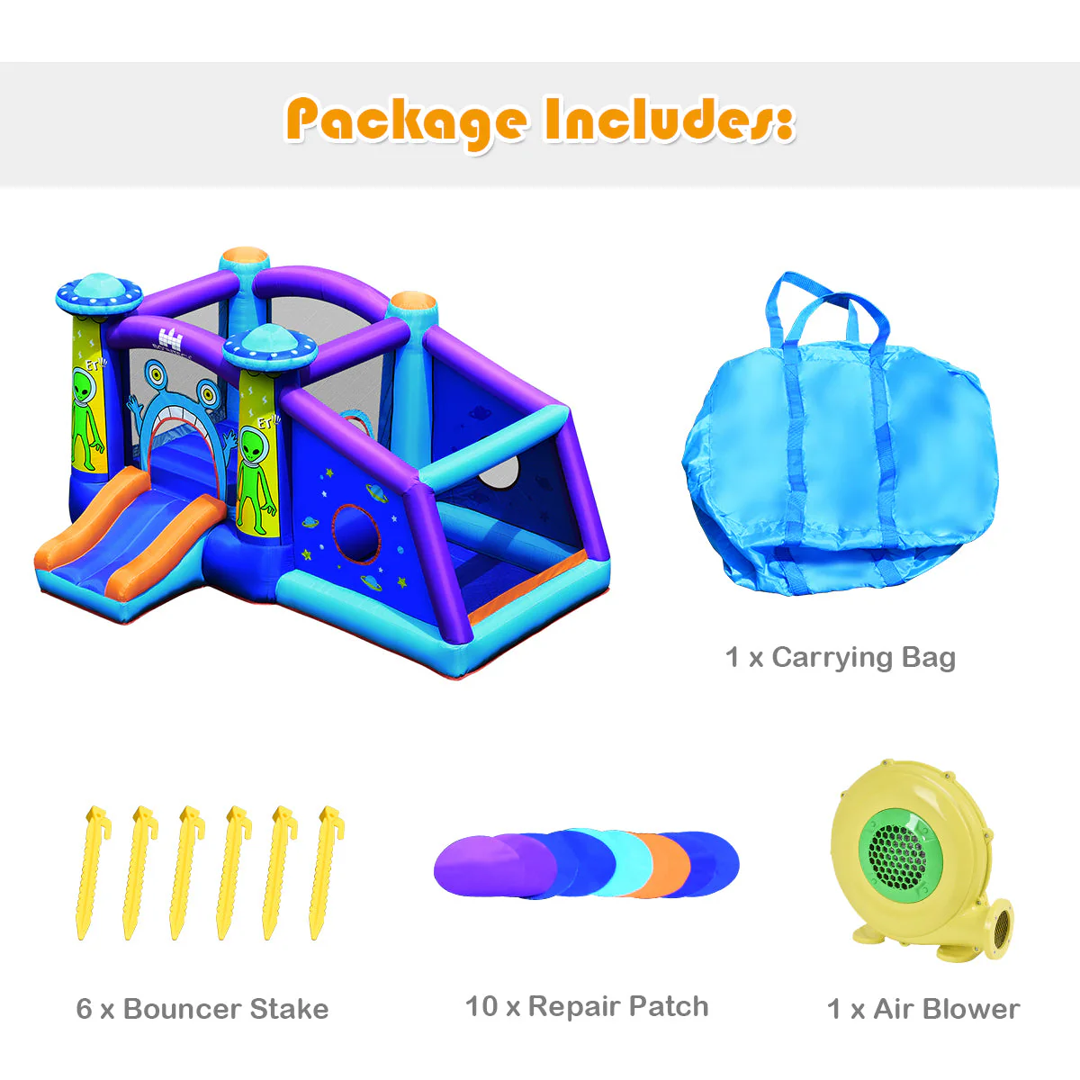 Castle Jumping Bouncer with Water Slide and 550W Blower - Image 7