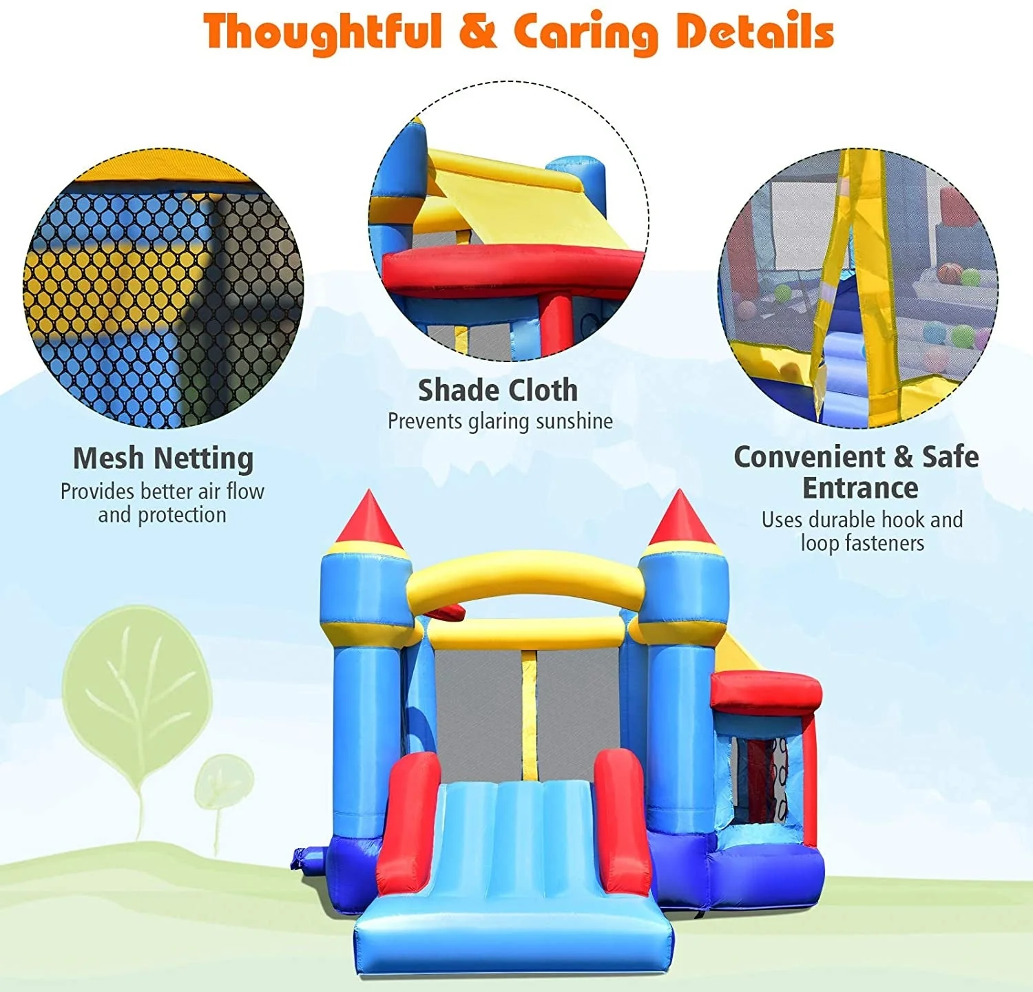 Castle Slide Inflatable Bounce House with Ball Pit and Basketball Hoop - Image 7