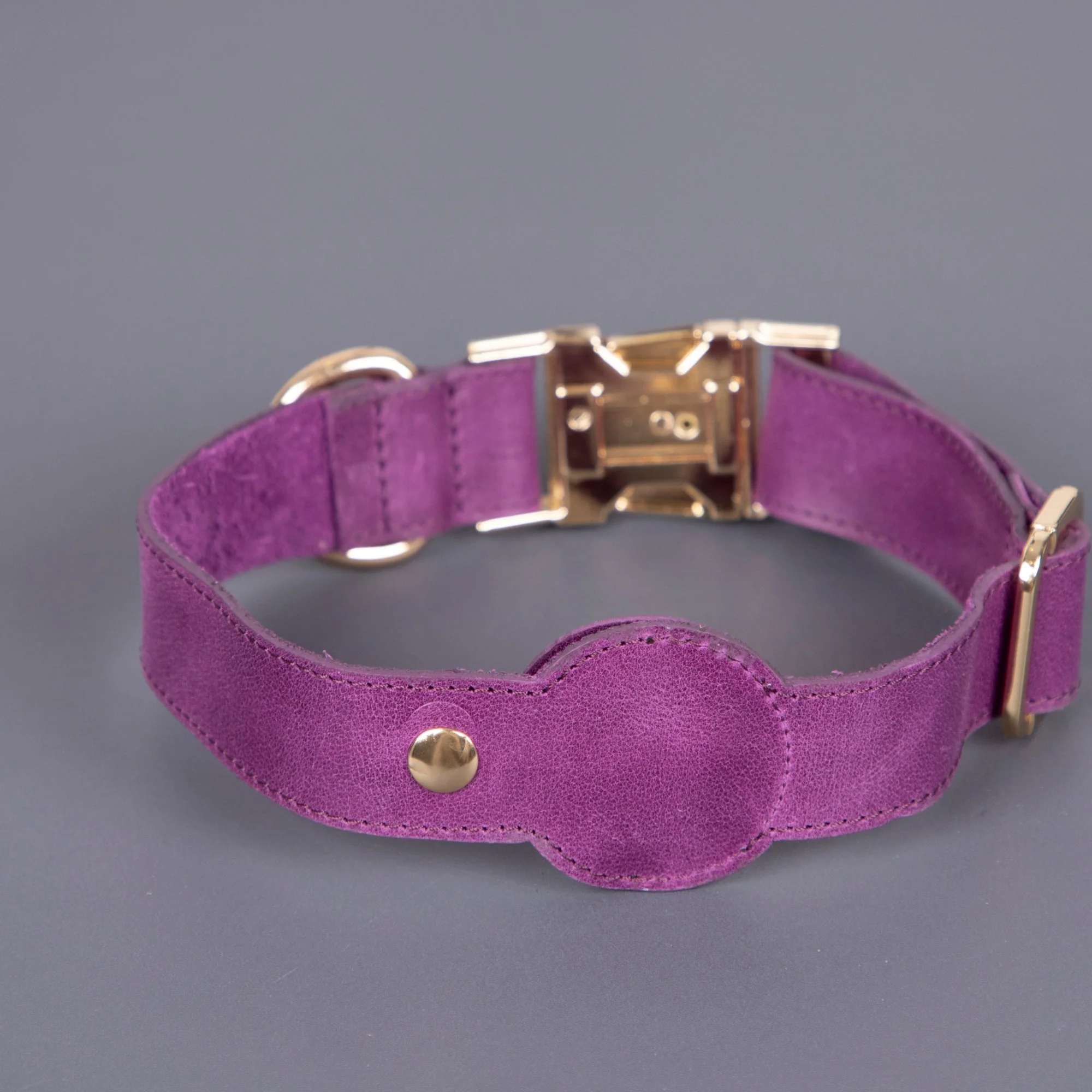 Charlotte Handcrafted Calfskin Leather Dog Collar - Compatible with AirTag - Image 19