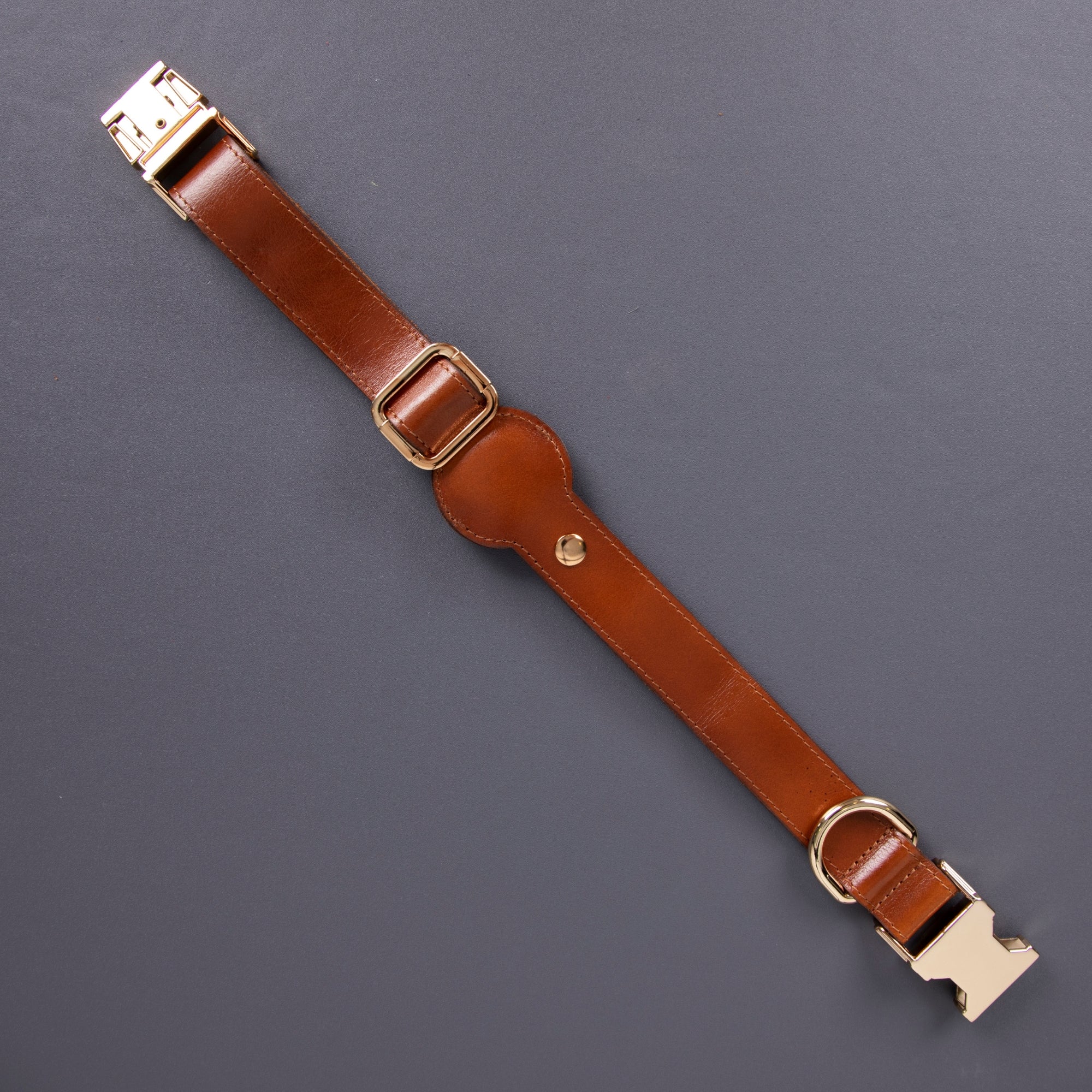 Charlotte Handcrafted Calfskin Leather Dog Collar - Compatible with AirTag - Image 2